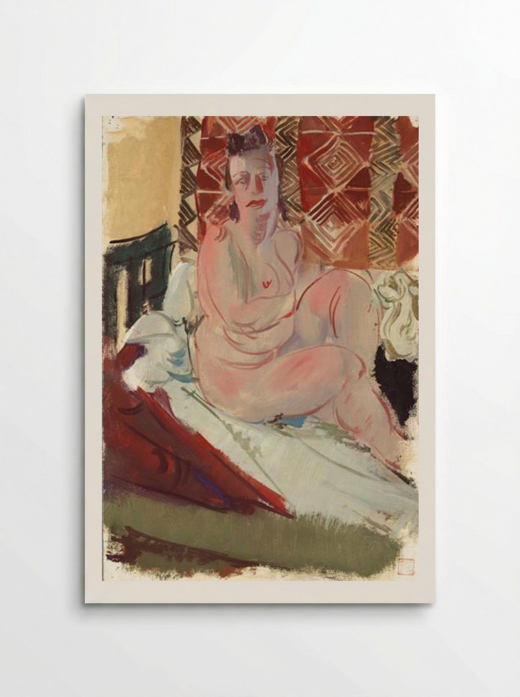 A Model Seated on a Bed - Alexandre Jacovleff - Poster