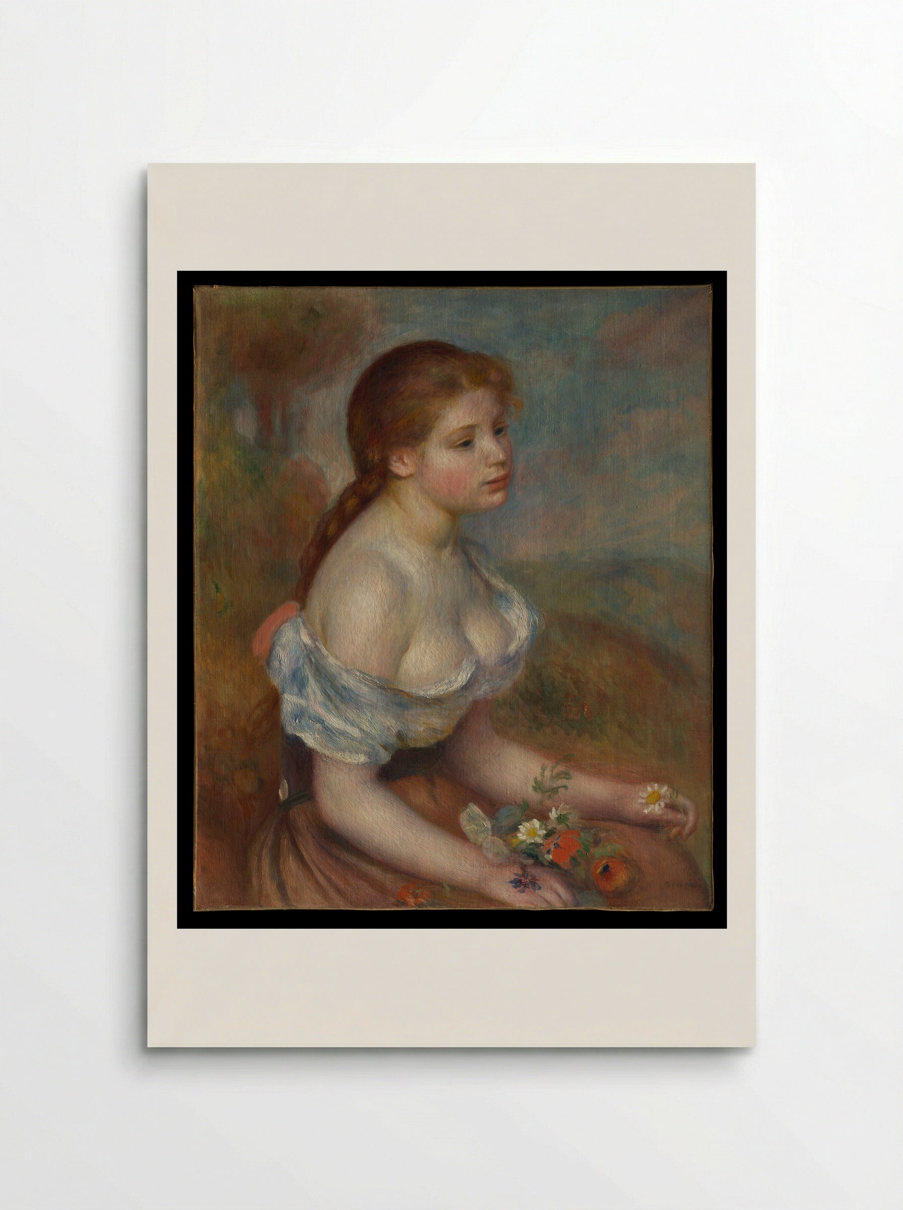 A Young Girl with Daisies - Auguste Renoir - Poster