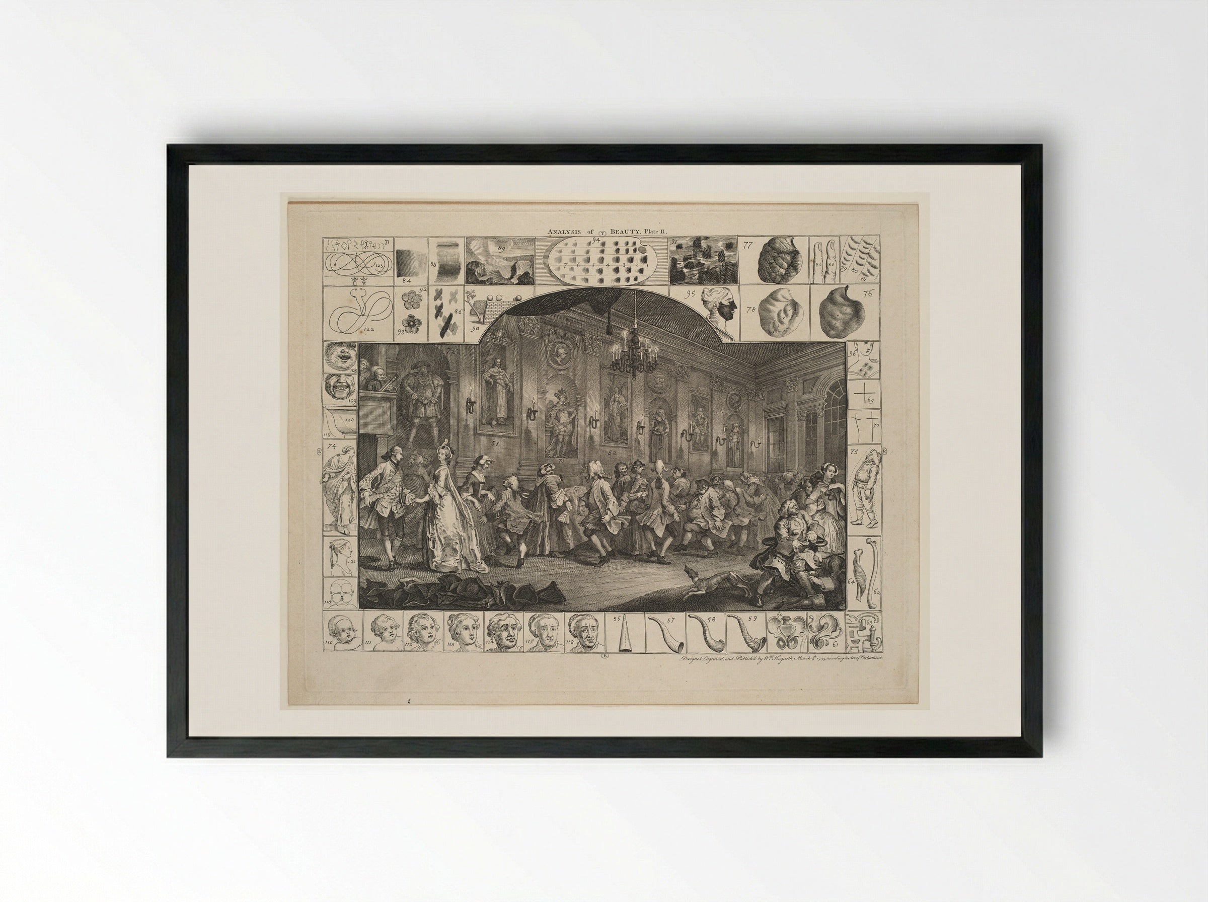 Analysis of Beauty, Plate 2 - William Hogarth - Framed Print Black