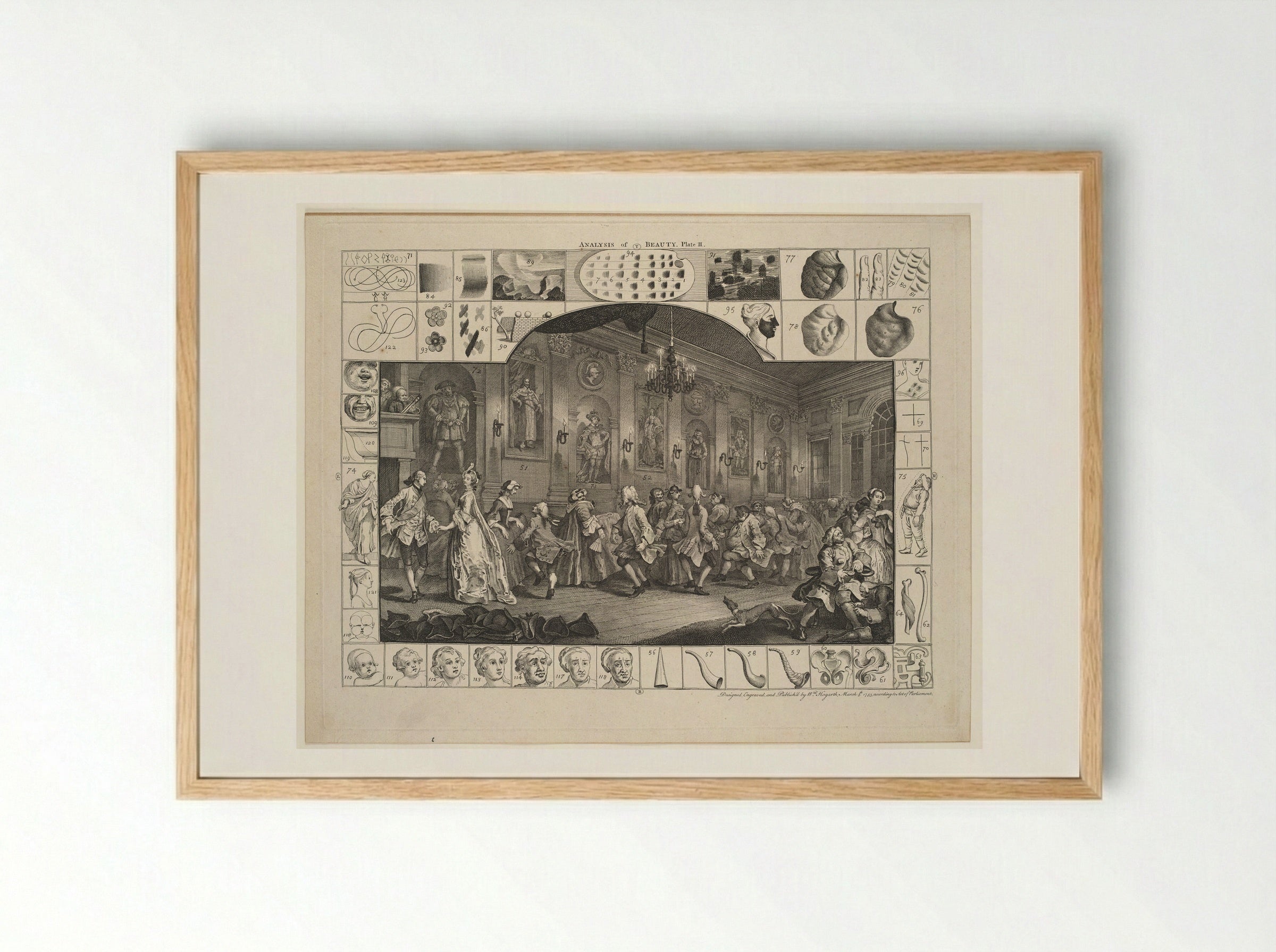 Analysis of Beauty, Plate 2 - William Hogarth - Framed Print Wood