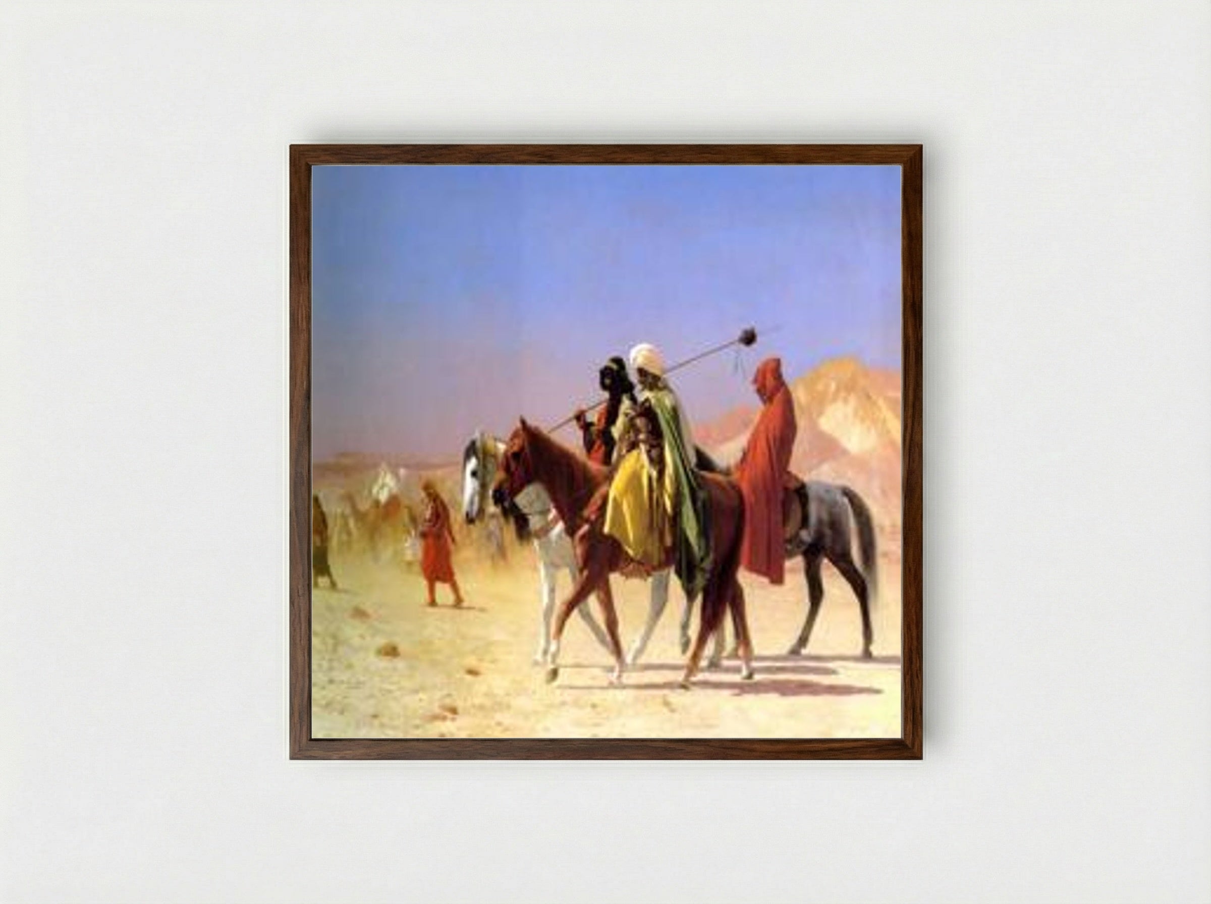 Arabs Crossing the Desert - Jean-Léon Gérôme - Framed Print Dark Wood