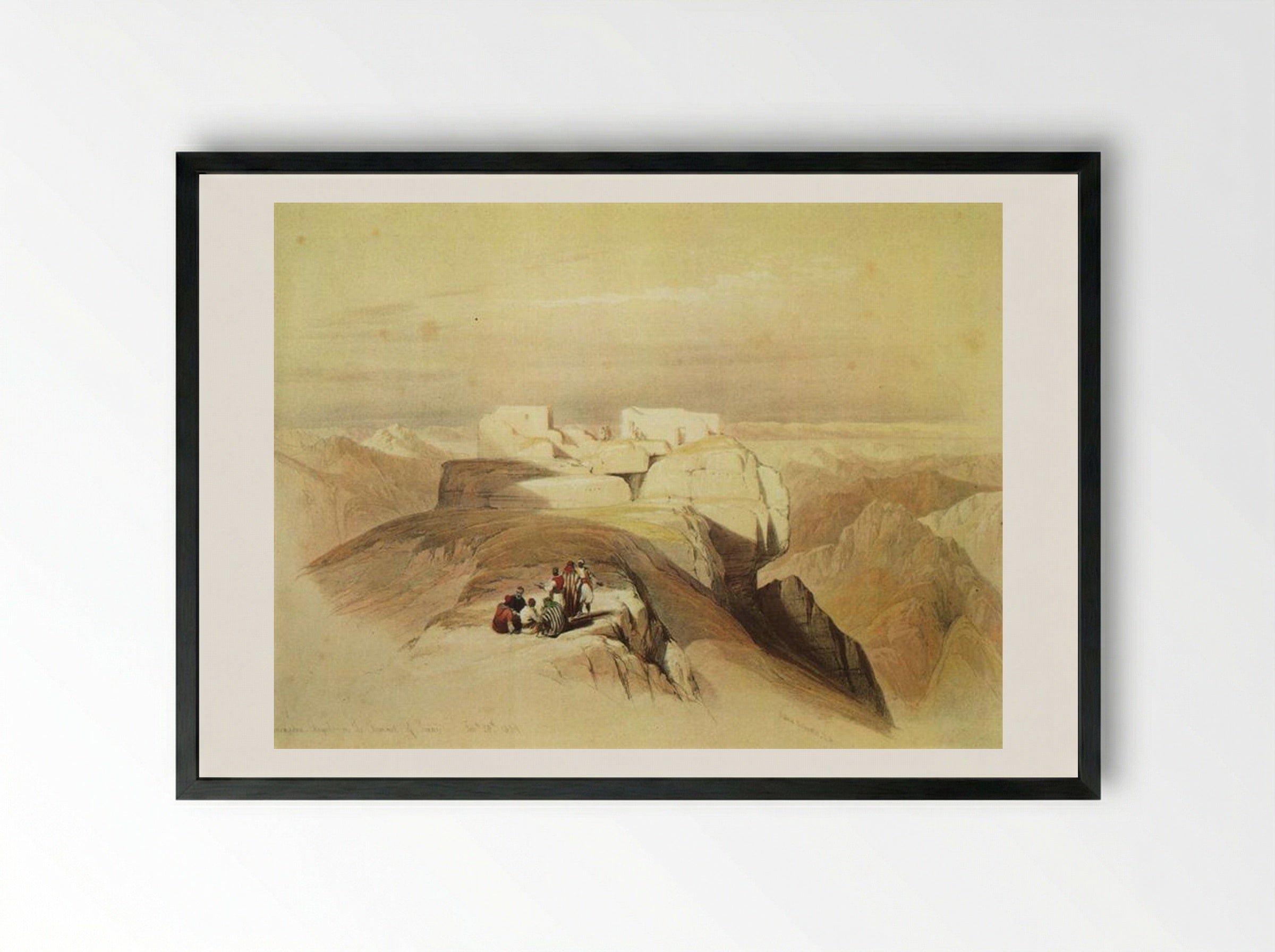 Ascent to the Summit of Mount Sinai - David Roberts - Framed Print Black