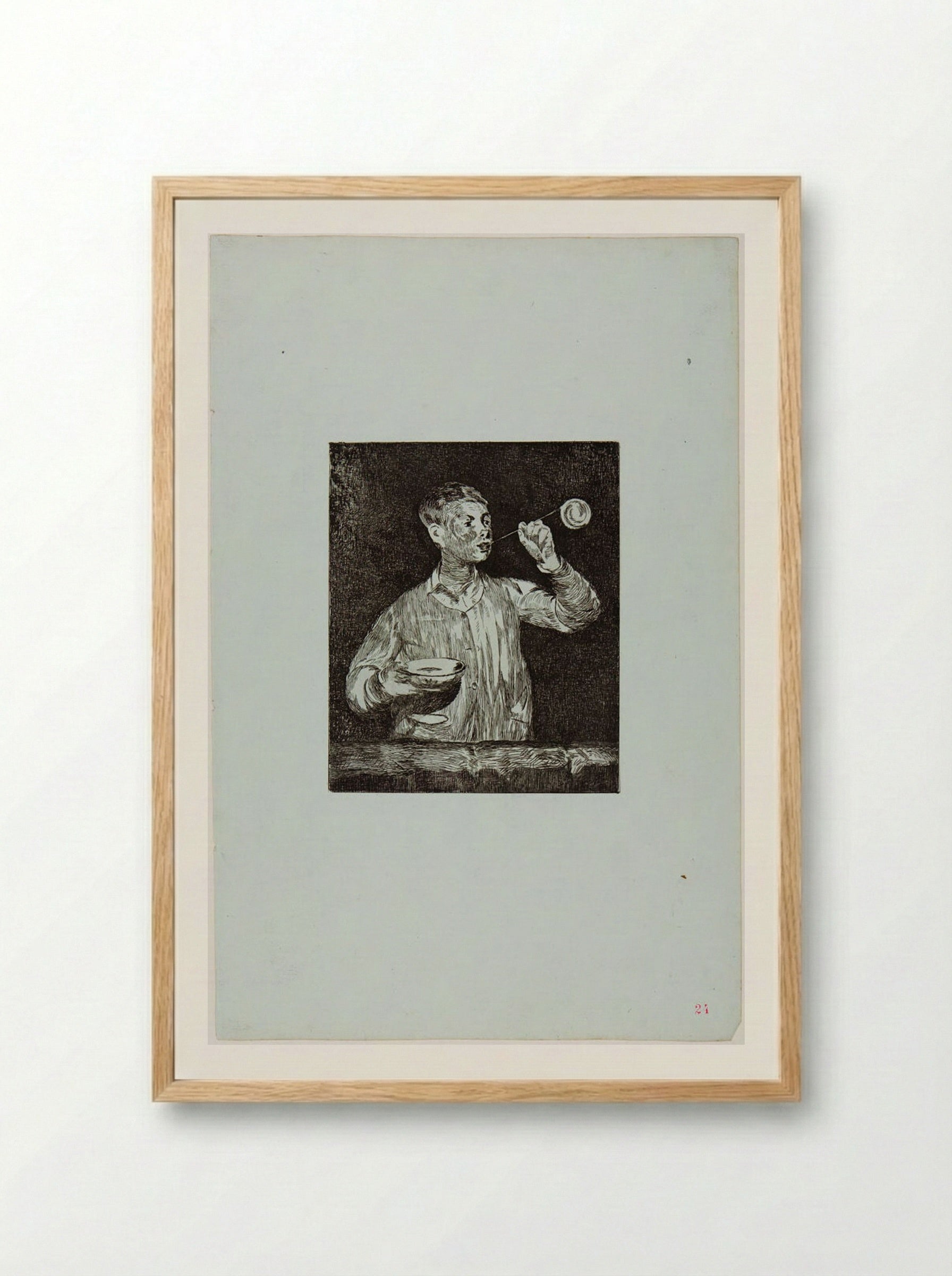 Boy Blowing Soap Bubbles - Édouard Manet - Framed Print Wood