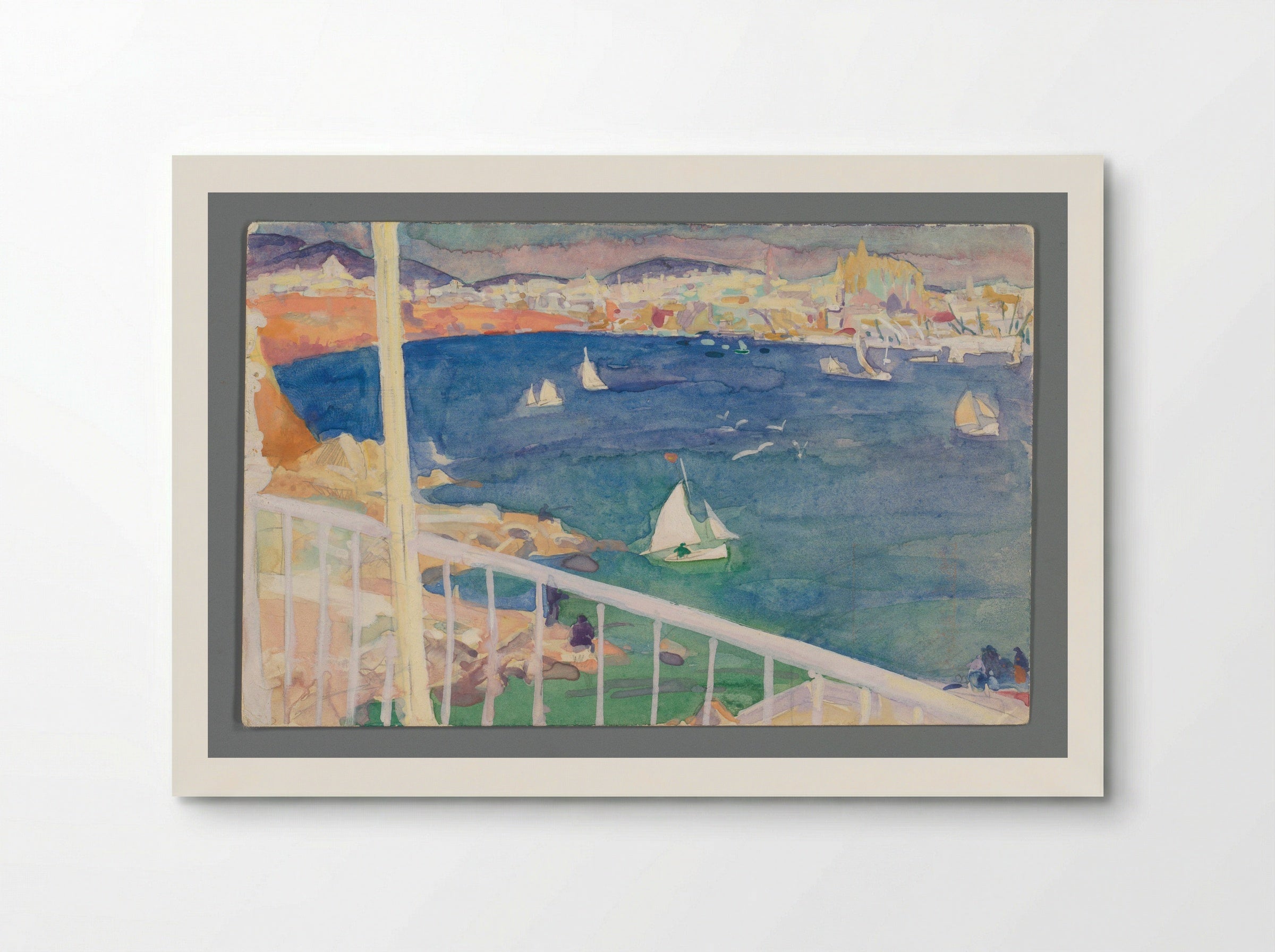 Briefkaart met een tekening van een baai op Mallorca - Leo Gestel - Poster