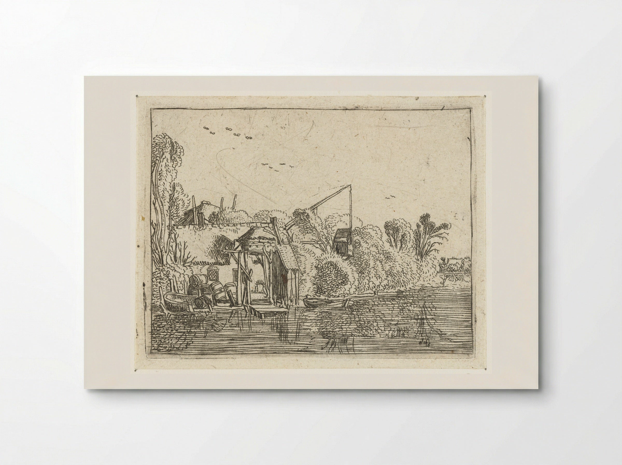 Brouwerij aan de oever van een rivier - Esaias van de Velde - Poster