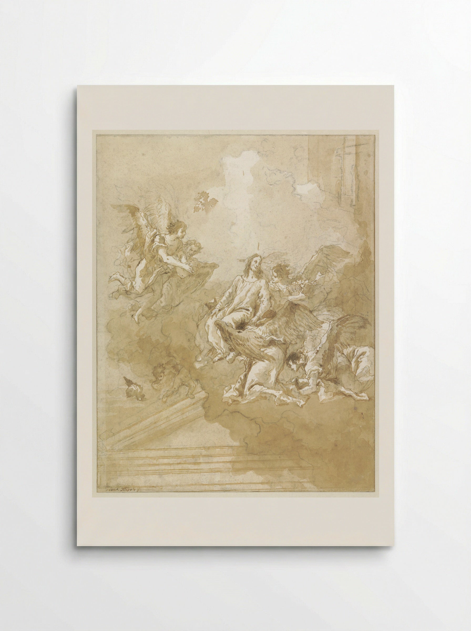 Christ Taken Up by Angels Above the Battlements of the Temple - Giovanni Domenico Tiepolo - Poster