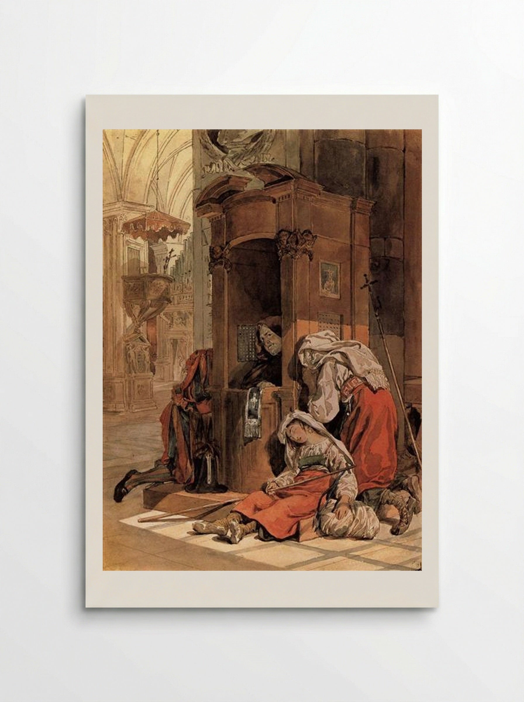 Confession of an Italian Woman - Karl Bryullov - Poster