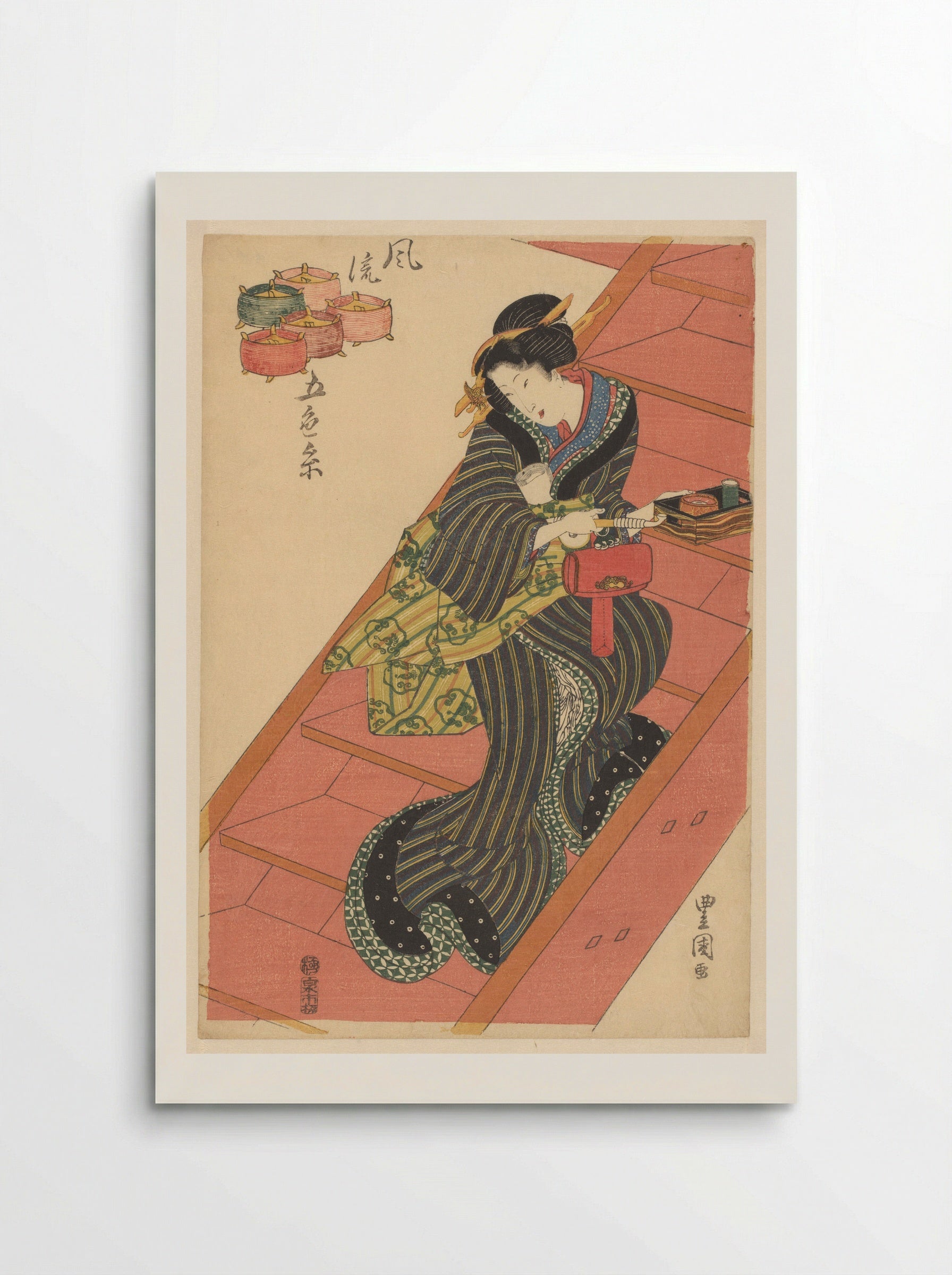 Courtesan on Stairs - Utagawa Toyokuni I - Poster