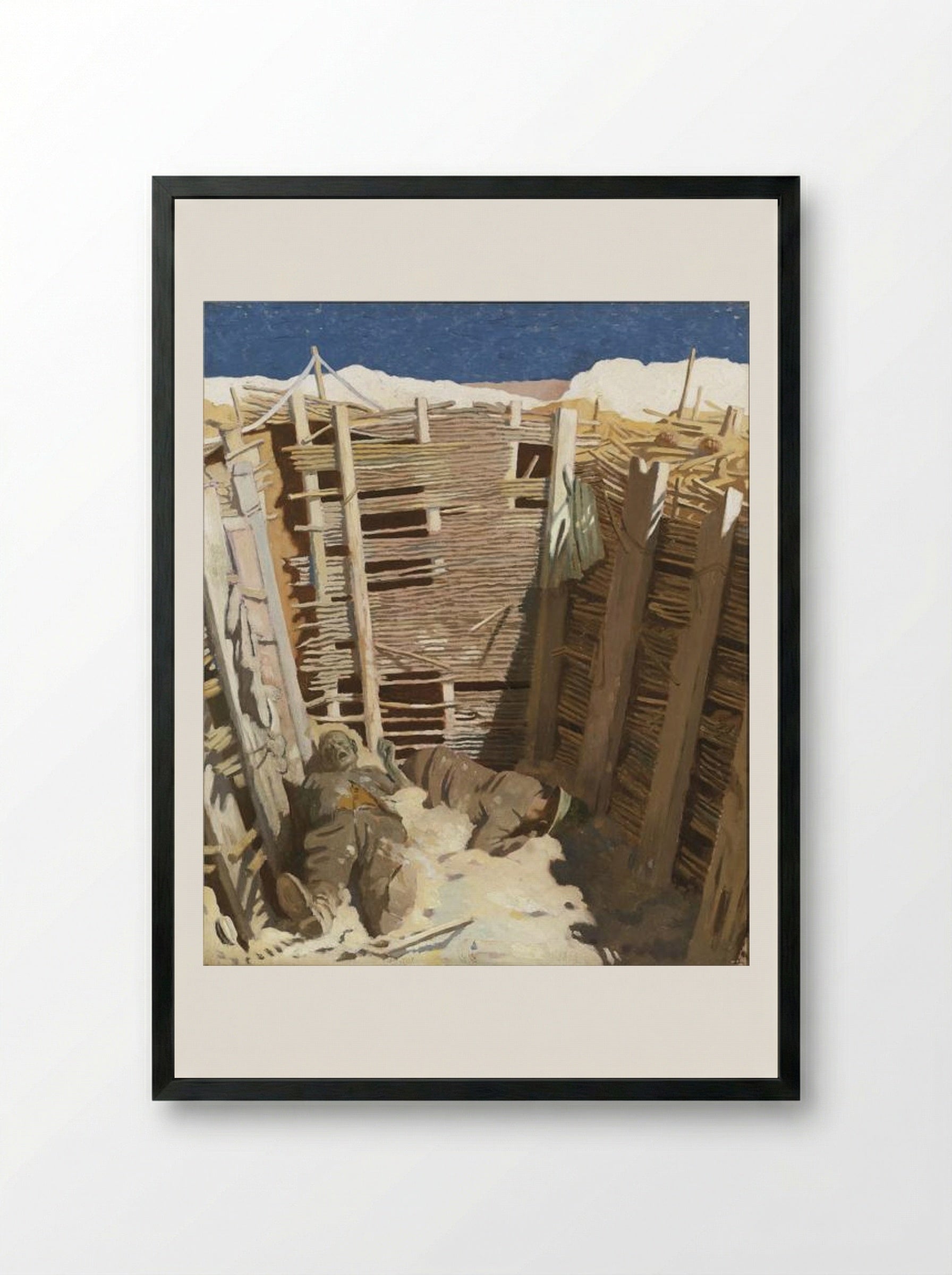 Dead Germans in a Trench, 1918 - William Orpen - Framed Print Black