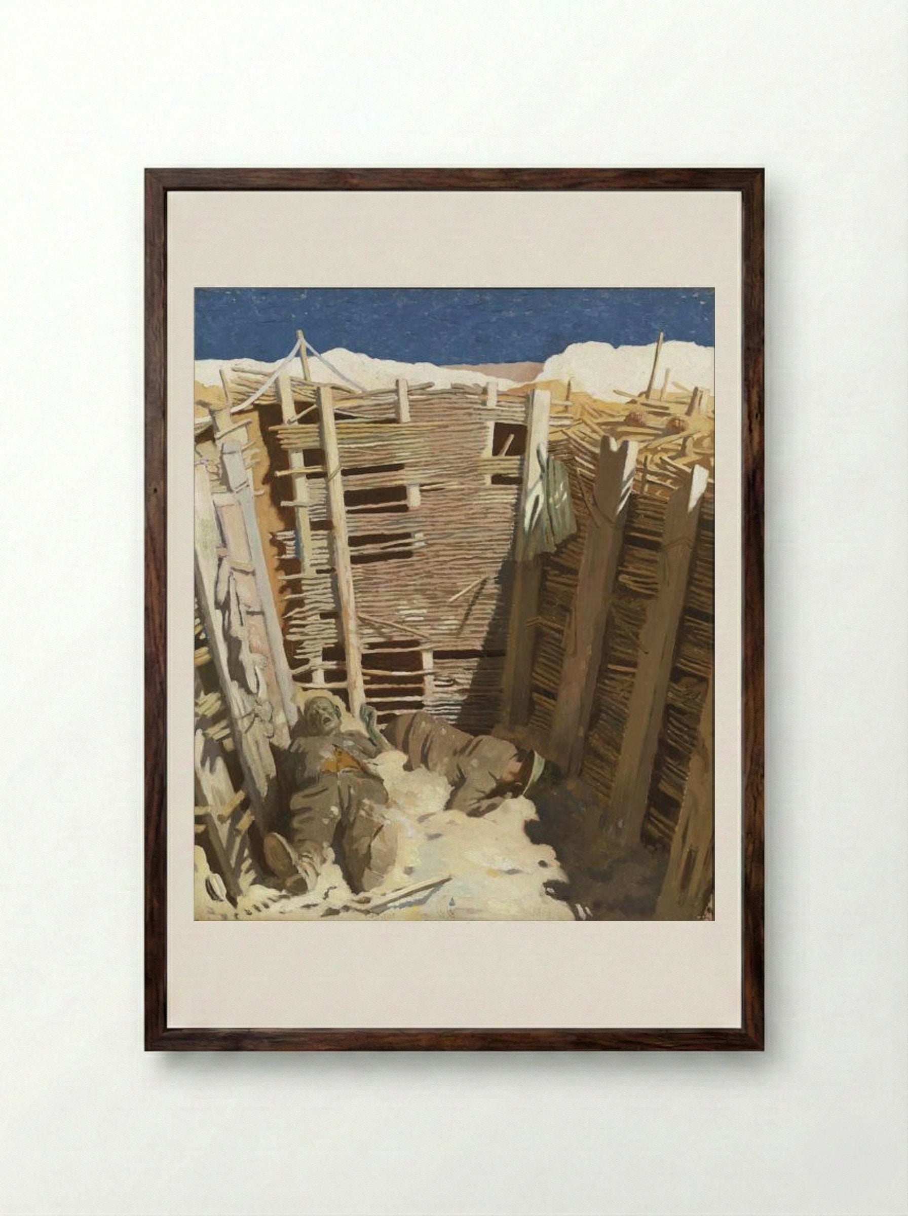 Dead Germans in a Trench, 1918 - William Orpen - Framed Print Dark Wood