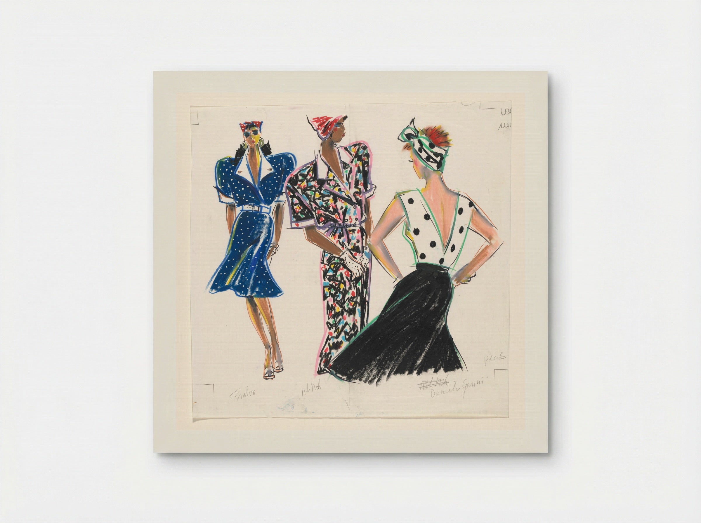 Drie modellen in zomerjurken - Arie Vervelde - Poster