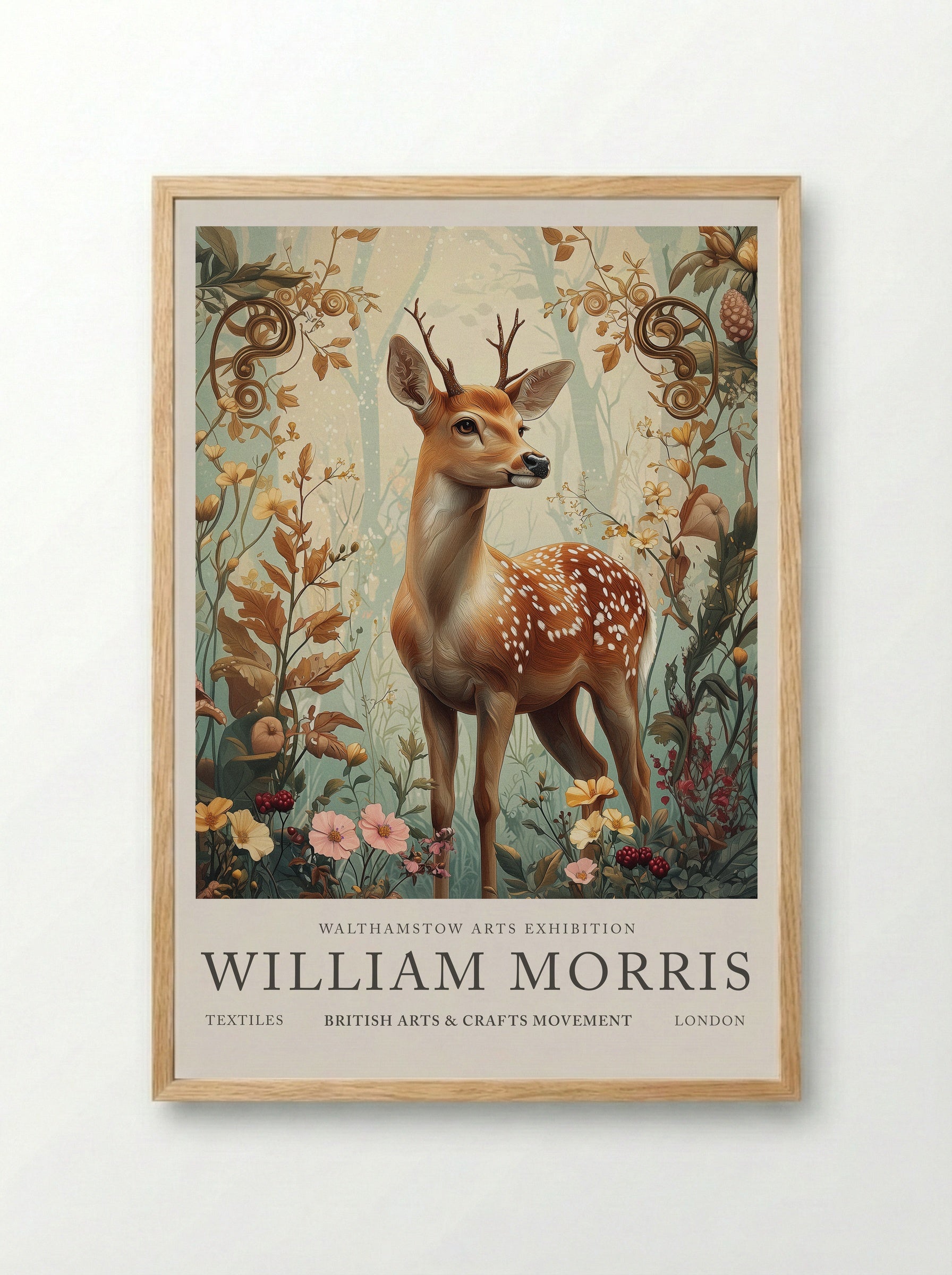 Fawn Fantasy - William Morris - Framed Print Wood