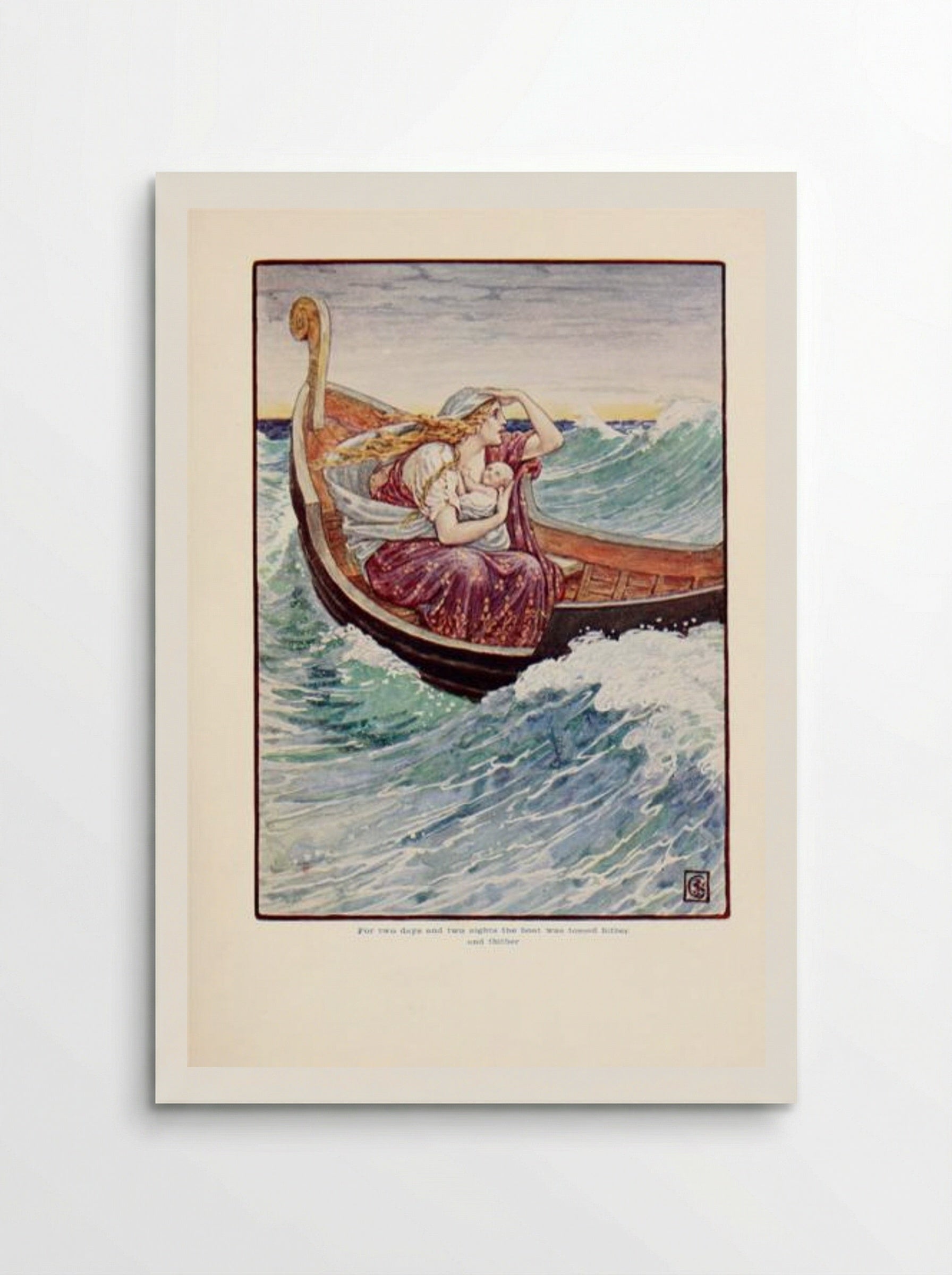 For two days and two nights the boat was tossed hither and thither - Walter Crane - Poster