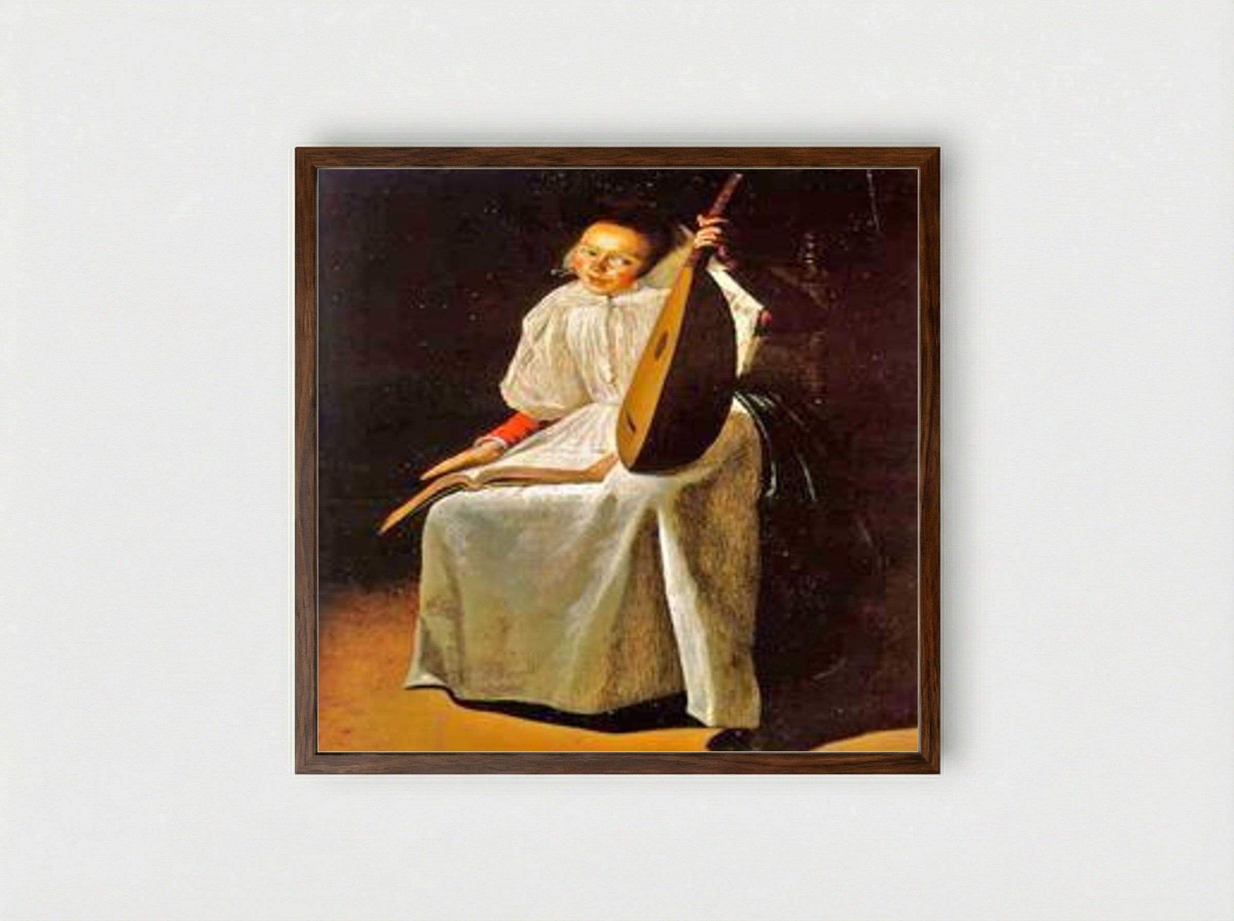 Girl with a Lute - Judith Leyster - Framed Print Dark Wood