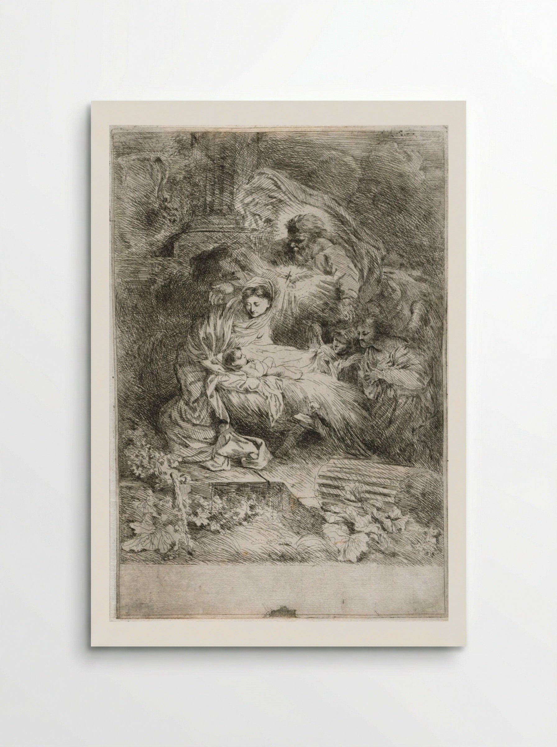 God the Father and the Holy Spirit Adoring the Christ Child - Giovanni Benedetto Castiglione - Poster