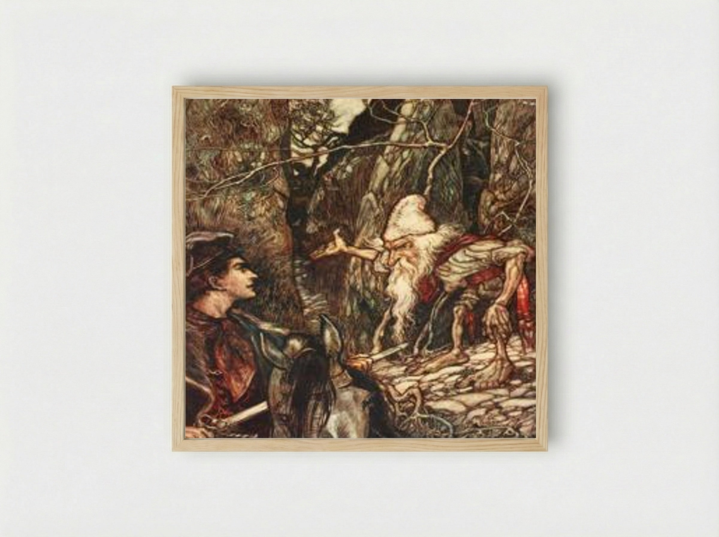 Good Dwarf, can you not tell me where my brothers are - Arthur Rackham - Framed Print Wood