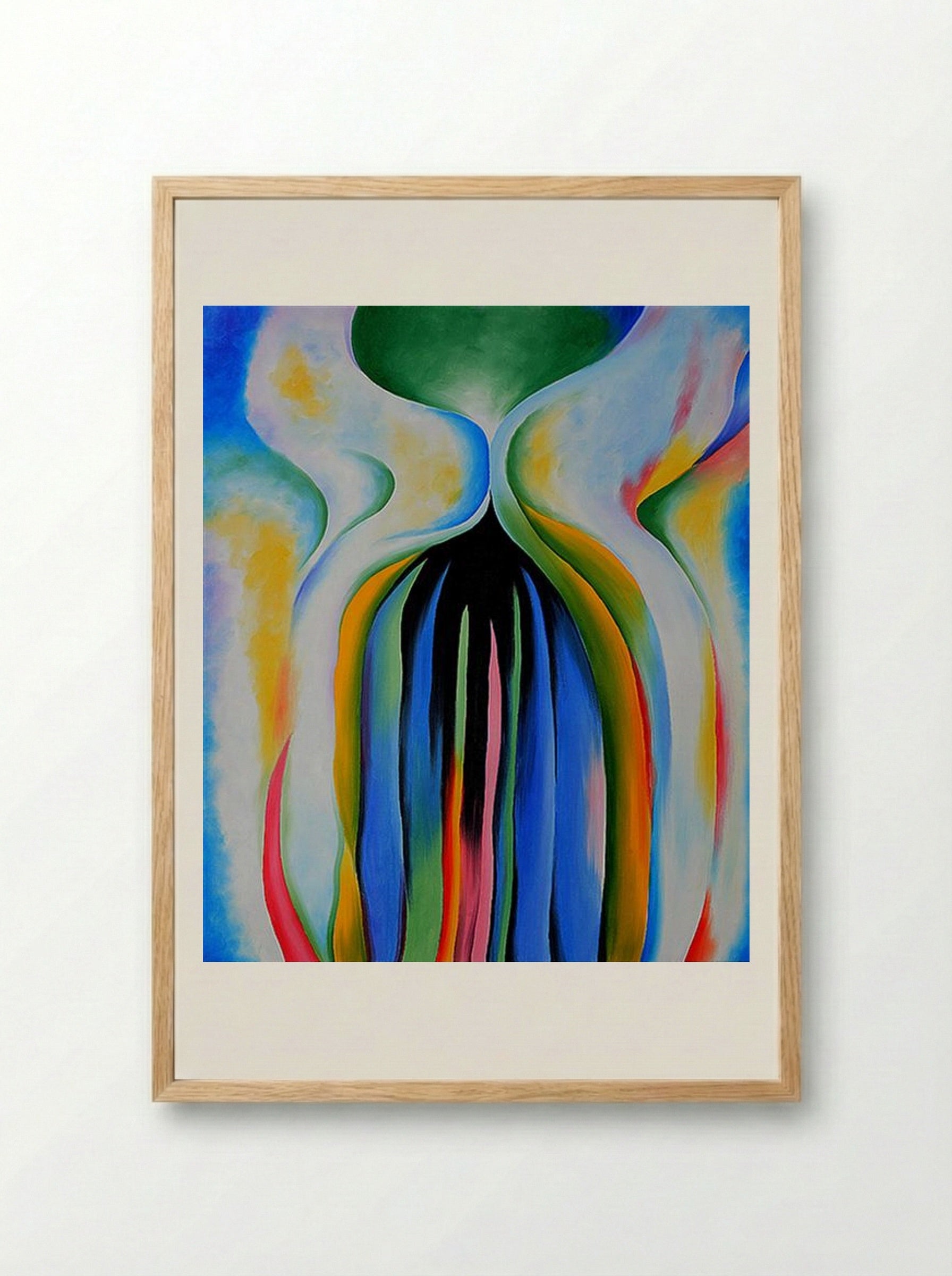 Gray Line with Black, Blue, and Yellow - Georgia O'Keeffe - Framed Print Wood