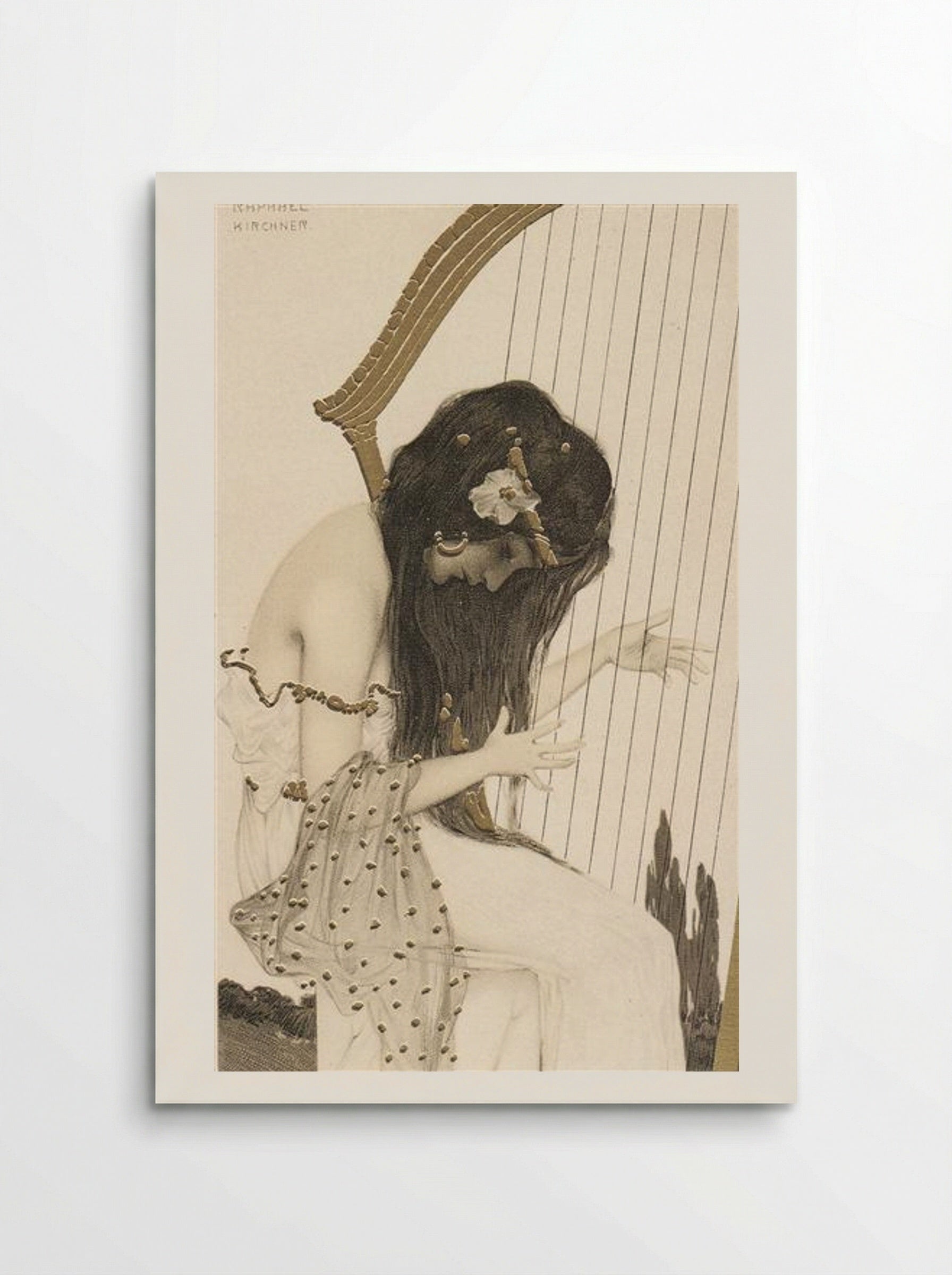 Greek Virgins (Woman with Harp) - Raphael Kirchner - Poster