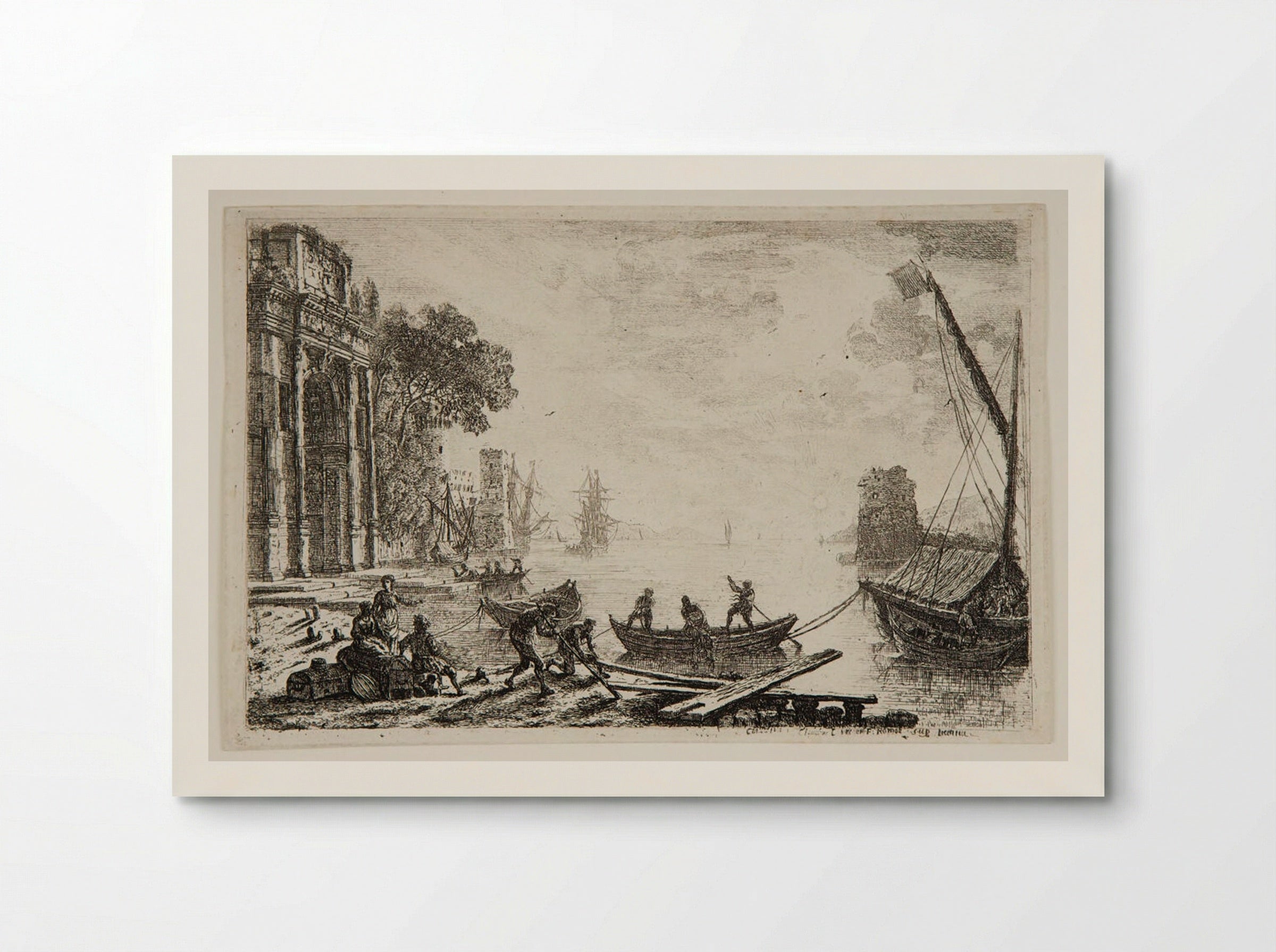 Harbour Scene with Rising Sun - Claude Lorrain - Poster
