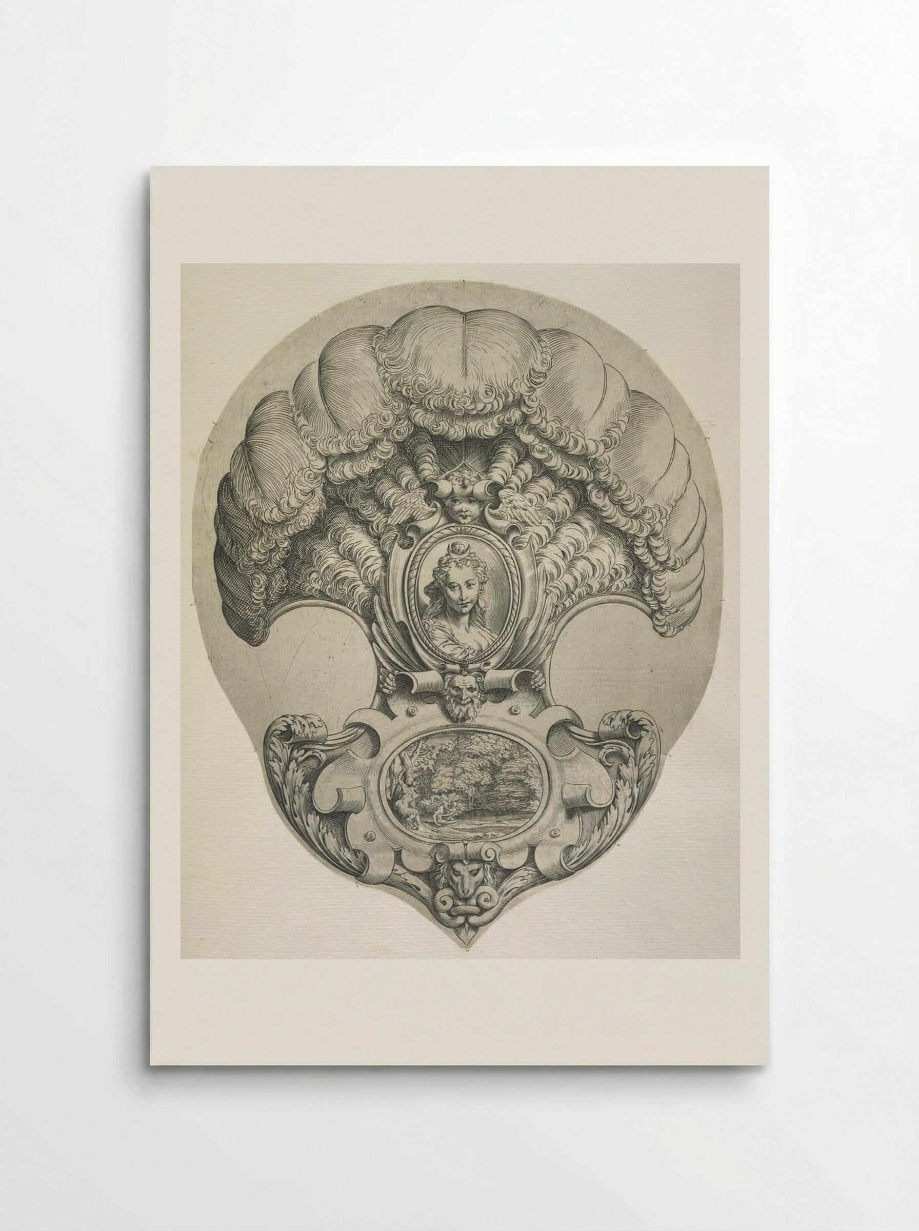 Headpiece in the Form of a Fan - Agostino Carracci - Poster