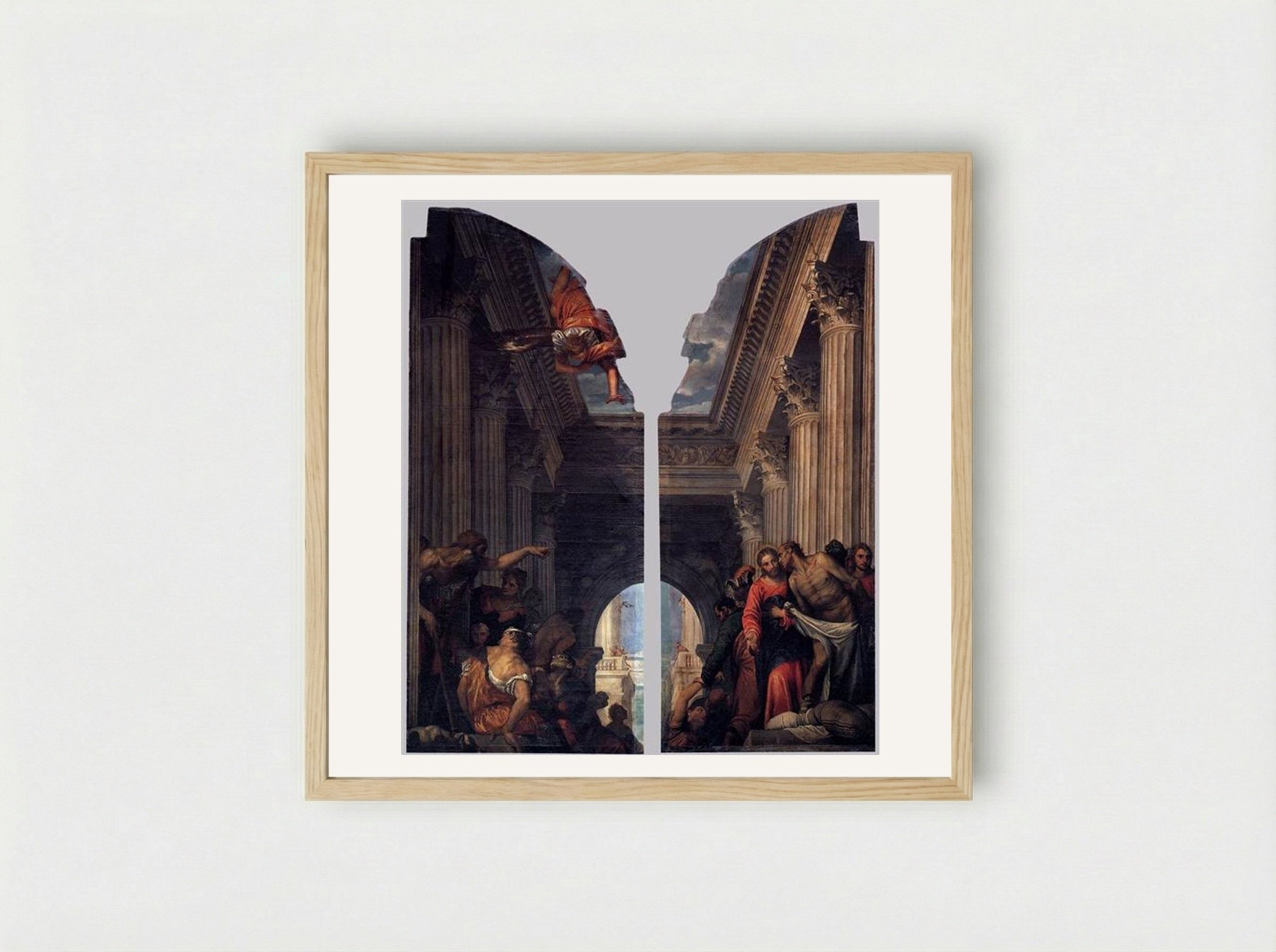 Healing of the Lame Man at the Pool of Bethesda - Paolo Veronese - Framed Print Wood