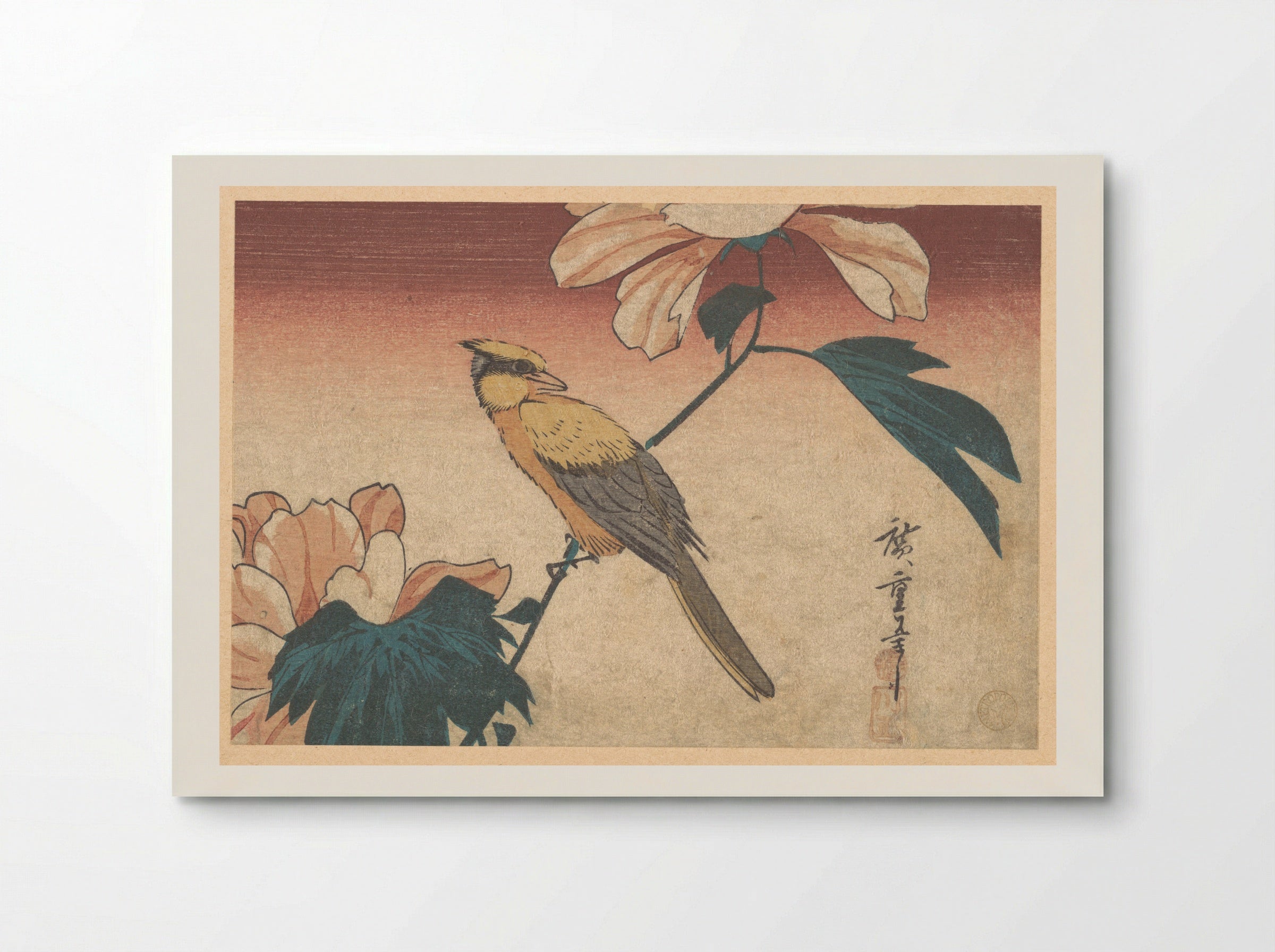 Hibiscus Mutabilis and Jay - Utagawa Hiroshige - Poster