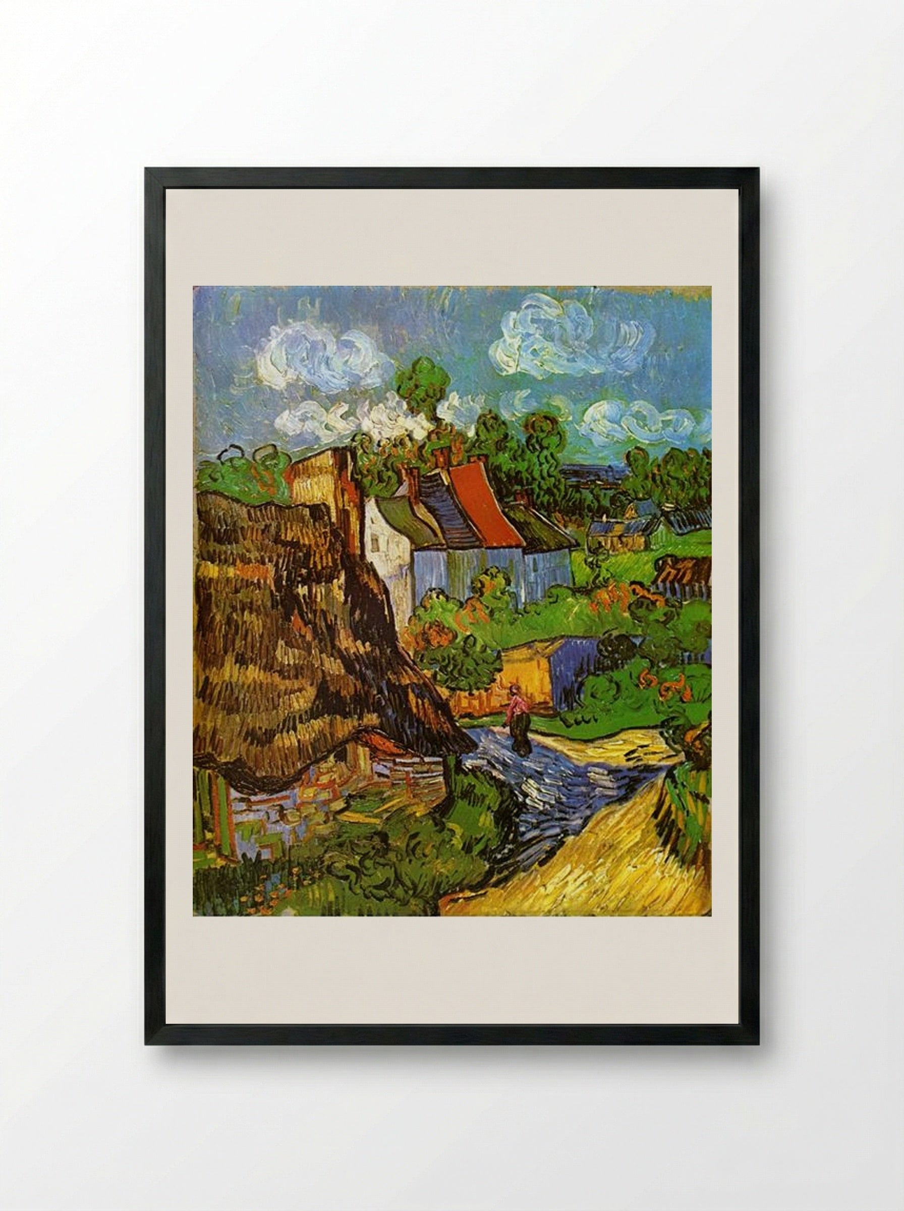 Houses at Auvers - Vincent van Gogh - Framed Print Black