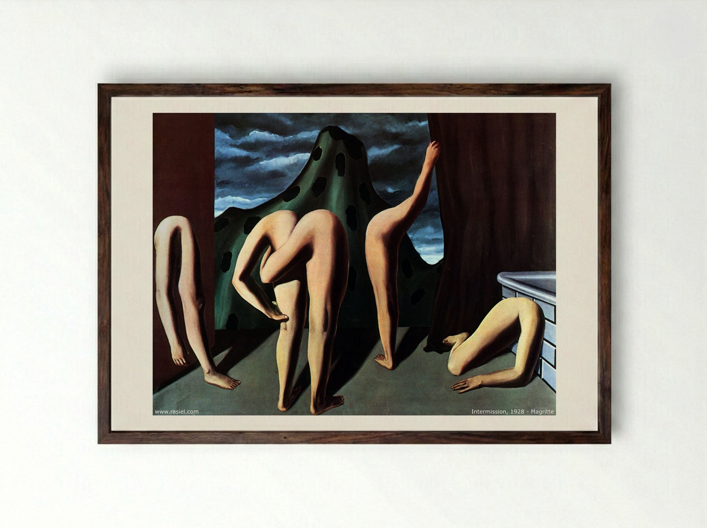 Intermission - René Magritte - Framed Print Dark Wood