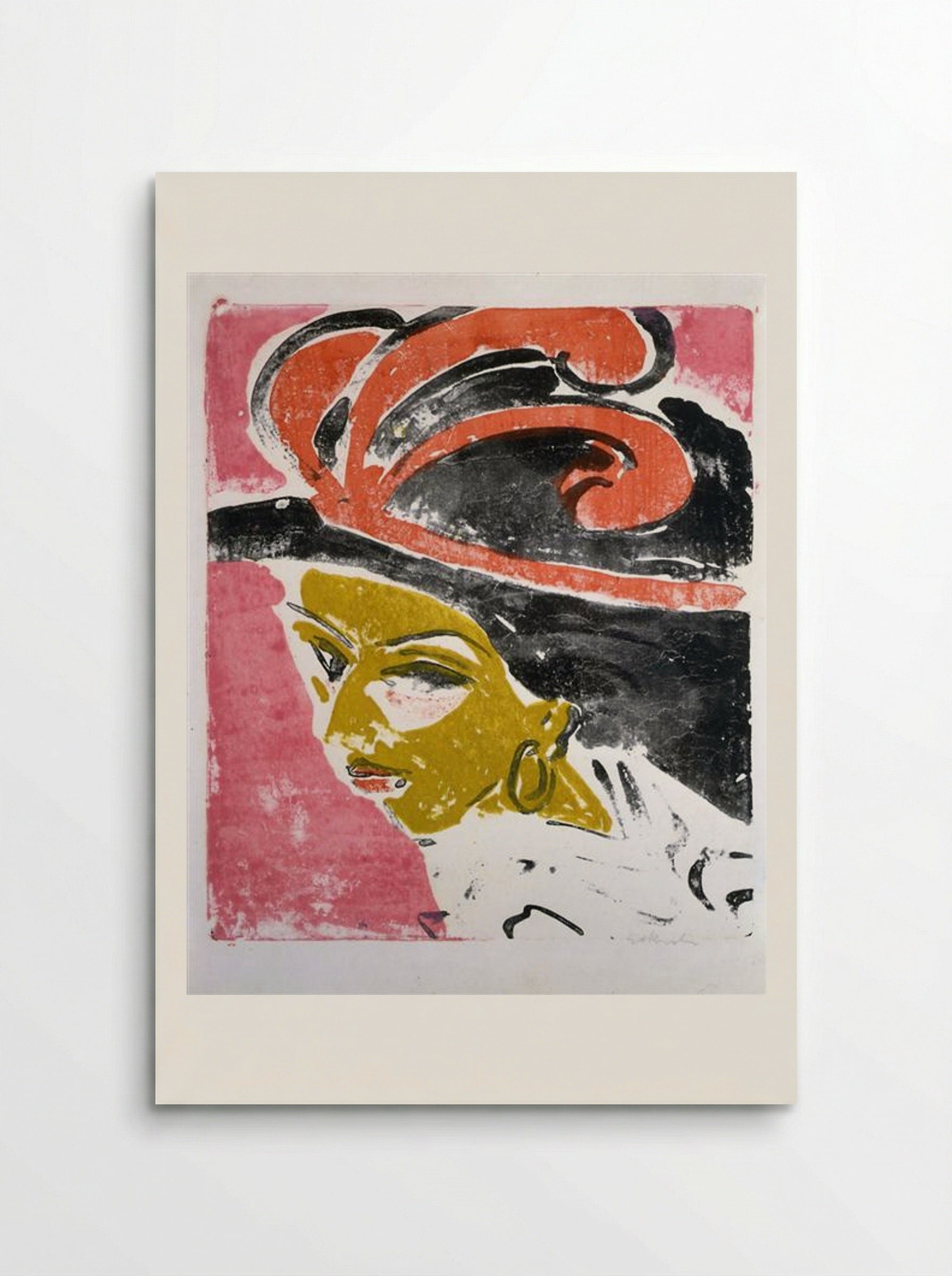 Kokottenkopf with Feathered Hat - Ernst Ludwig Kirchner - Poster