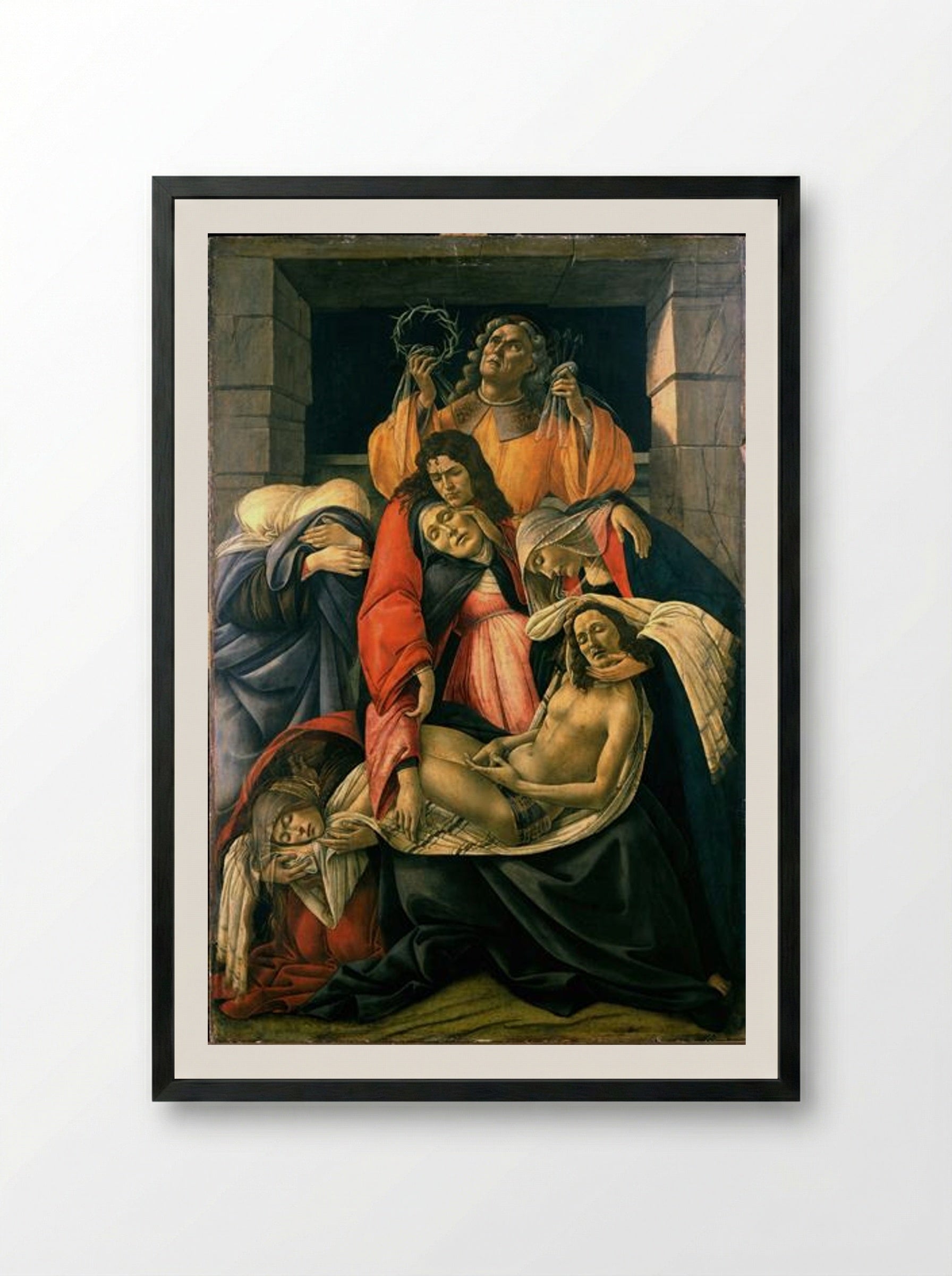 Lamentation over the Dead Christ - Sandro Botticelli - Framed Print Black