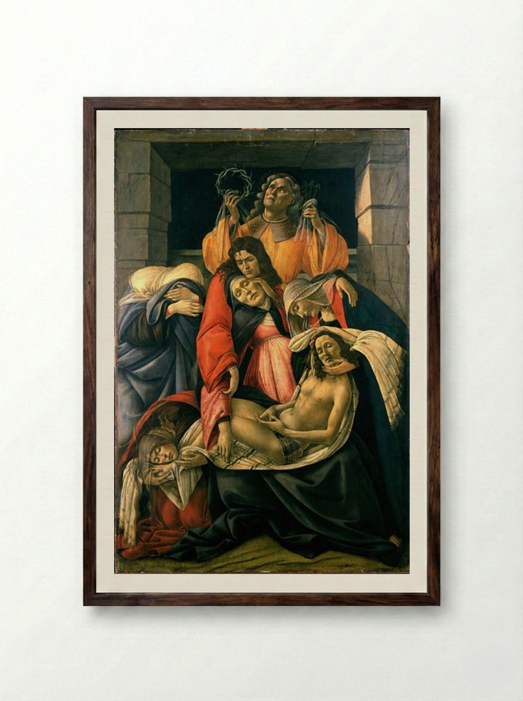 Lamentation over the Dead Christ - Sandro Botticelli - Framed Print Dark Wood