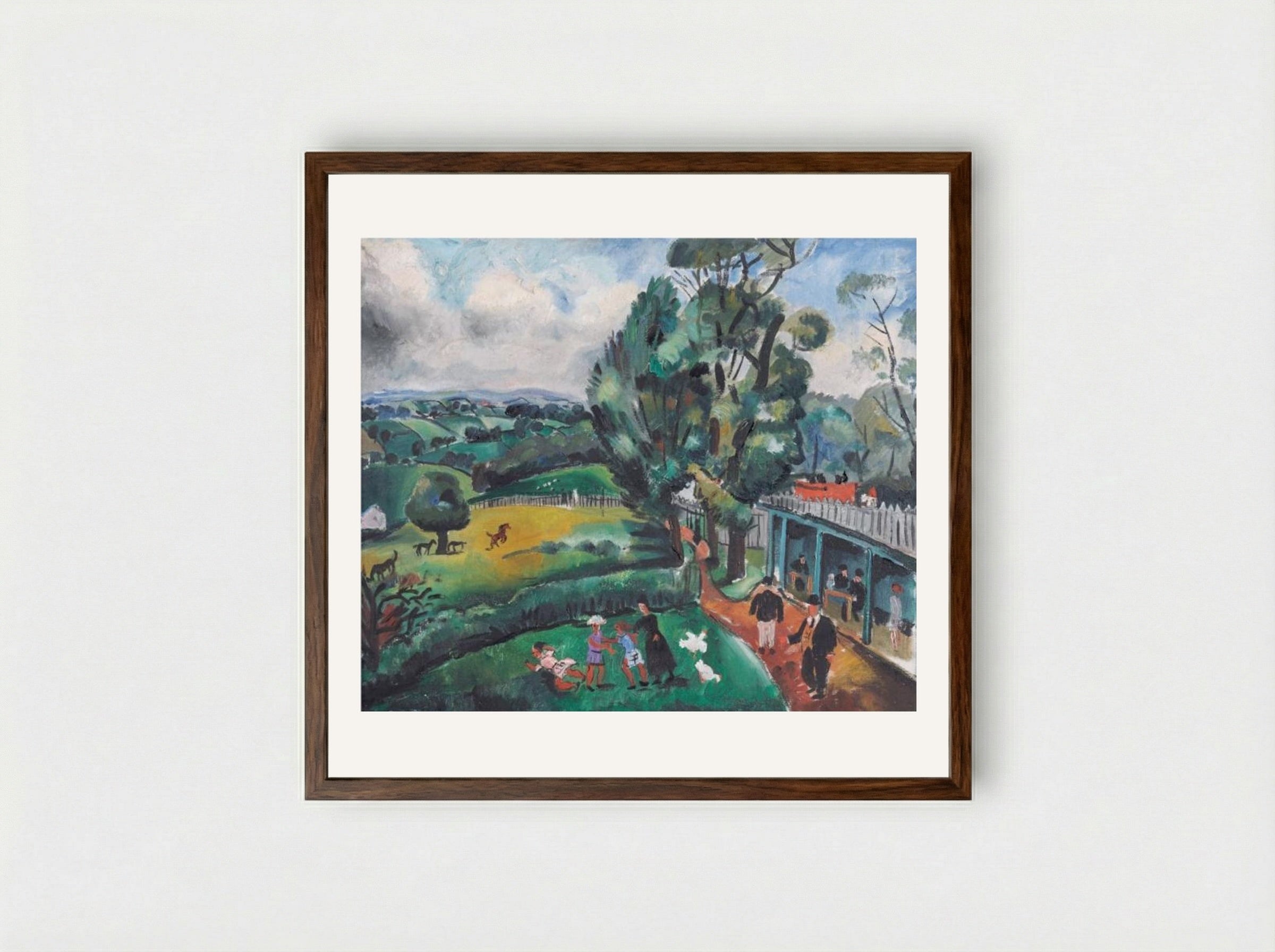 Landscape with Figures - Christopher Wood - Framed Print Dark Wood