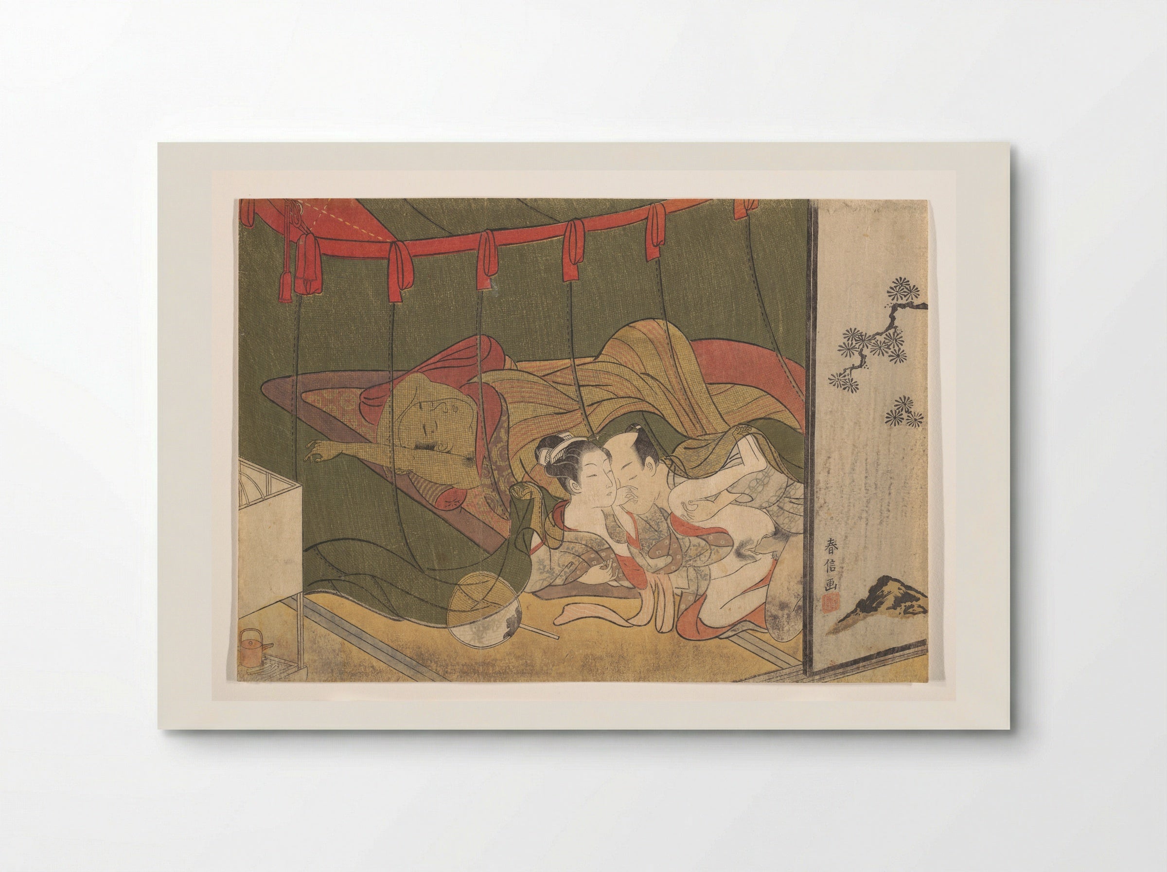 Lovers Beneath a Mosquito Net - Suzuki Harunobu - Poster