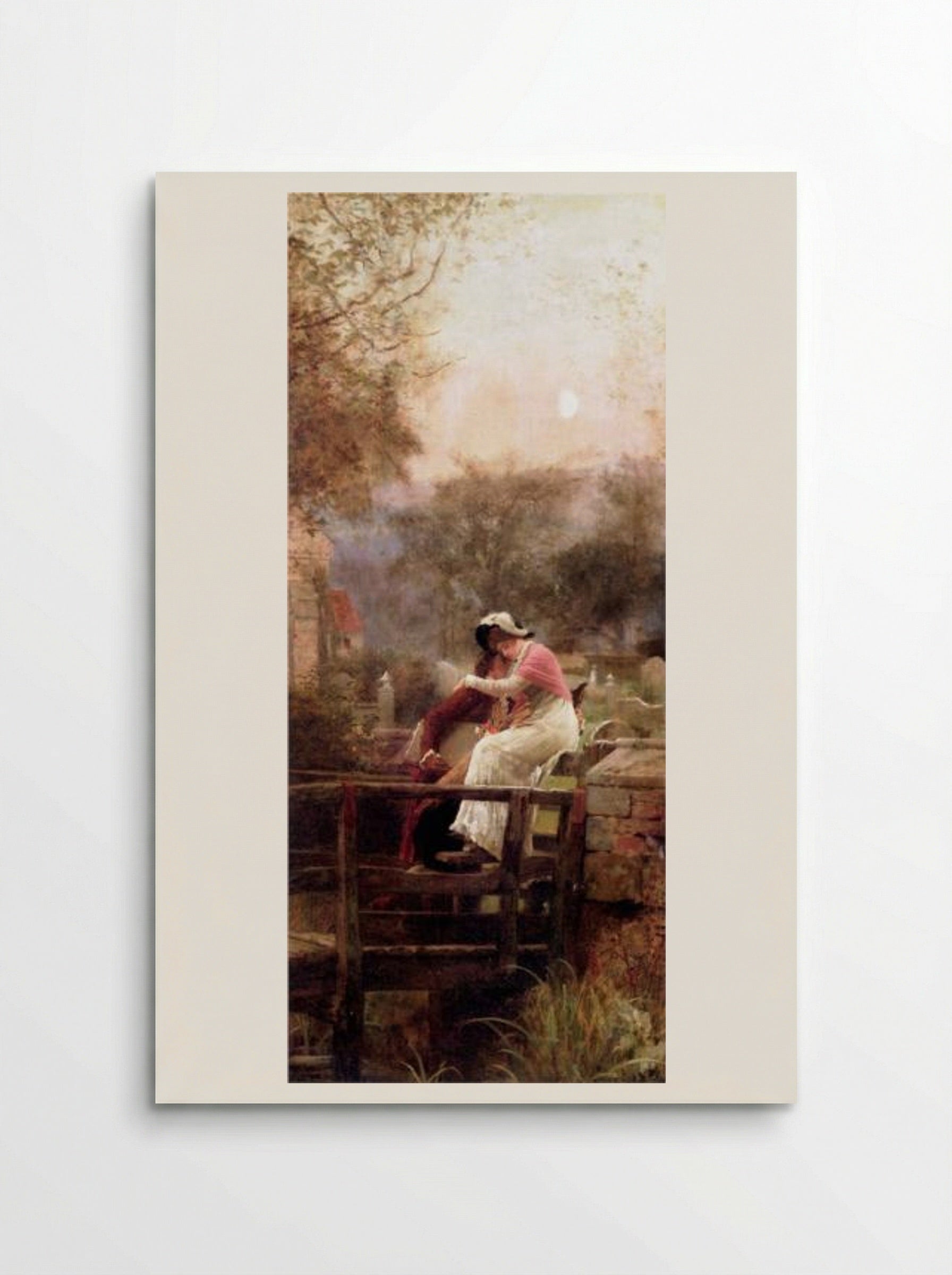 Lovers Embracing by Moonlight - Marcus Stone - Poster
