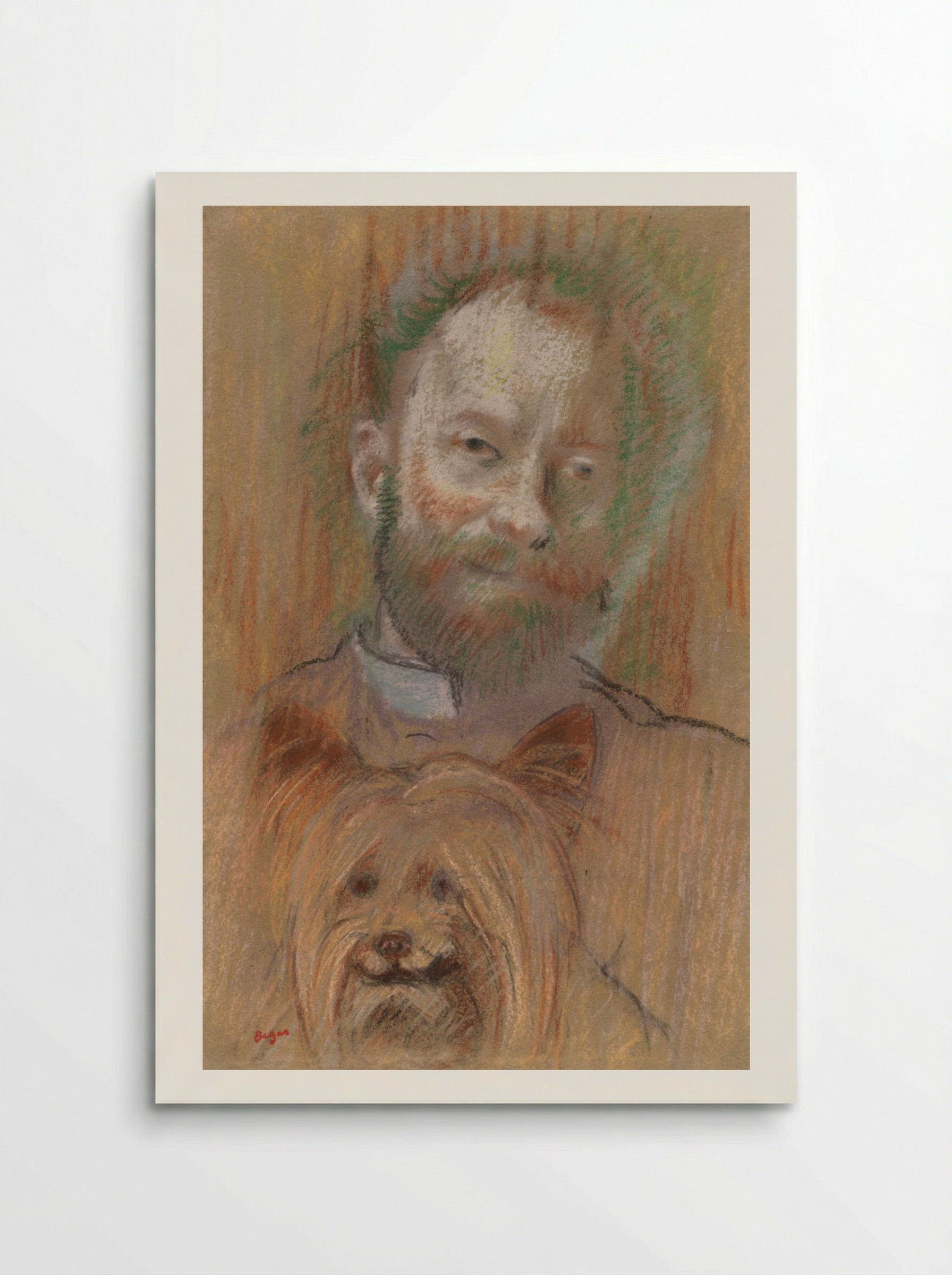 Ludovic Lepic Holding His Dog - Edgar Degas - Poster