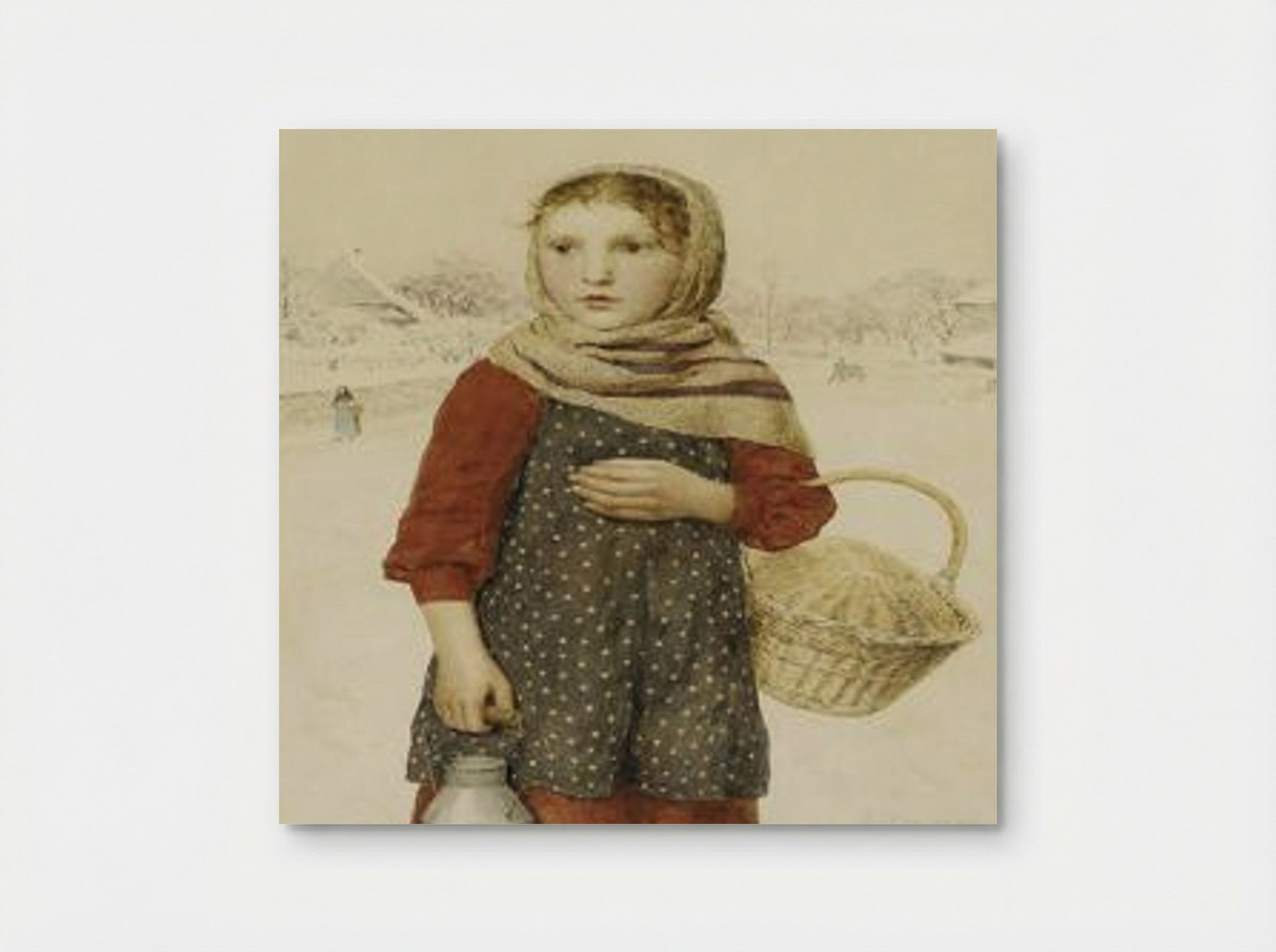 Mädchen in Winterlandschaft - Albert Anker - Poster