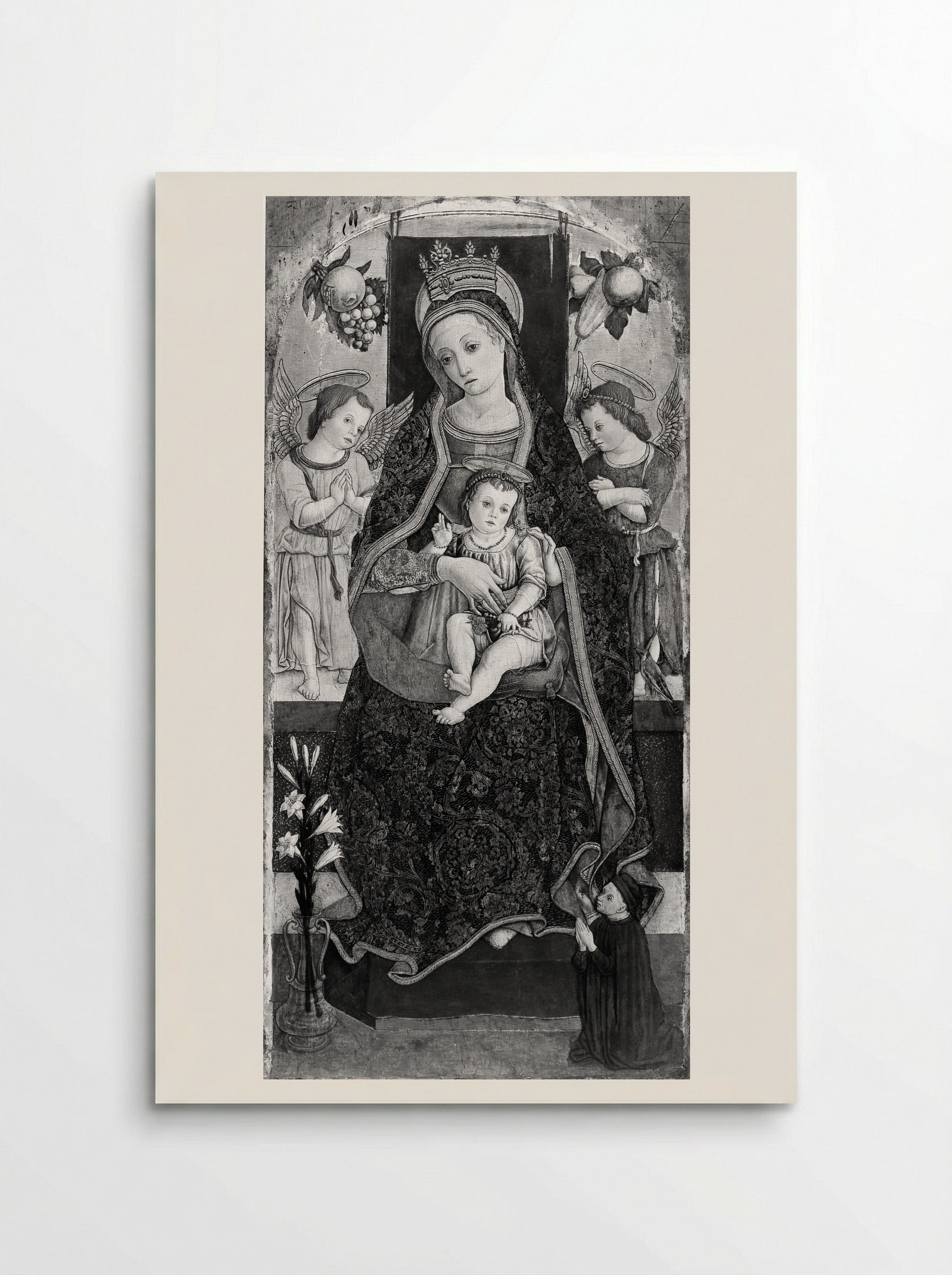 Madonna and Child Enthroned with Two Angels and a Donor - Vittore Crivelli - Poster