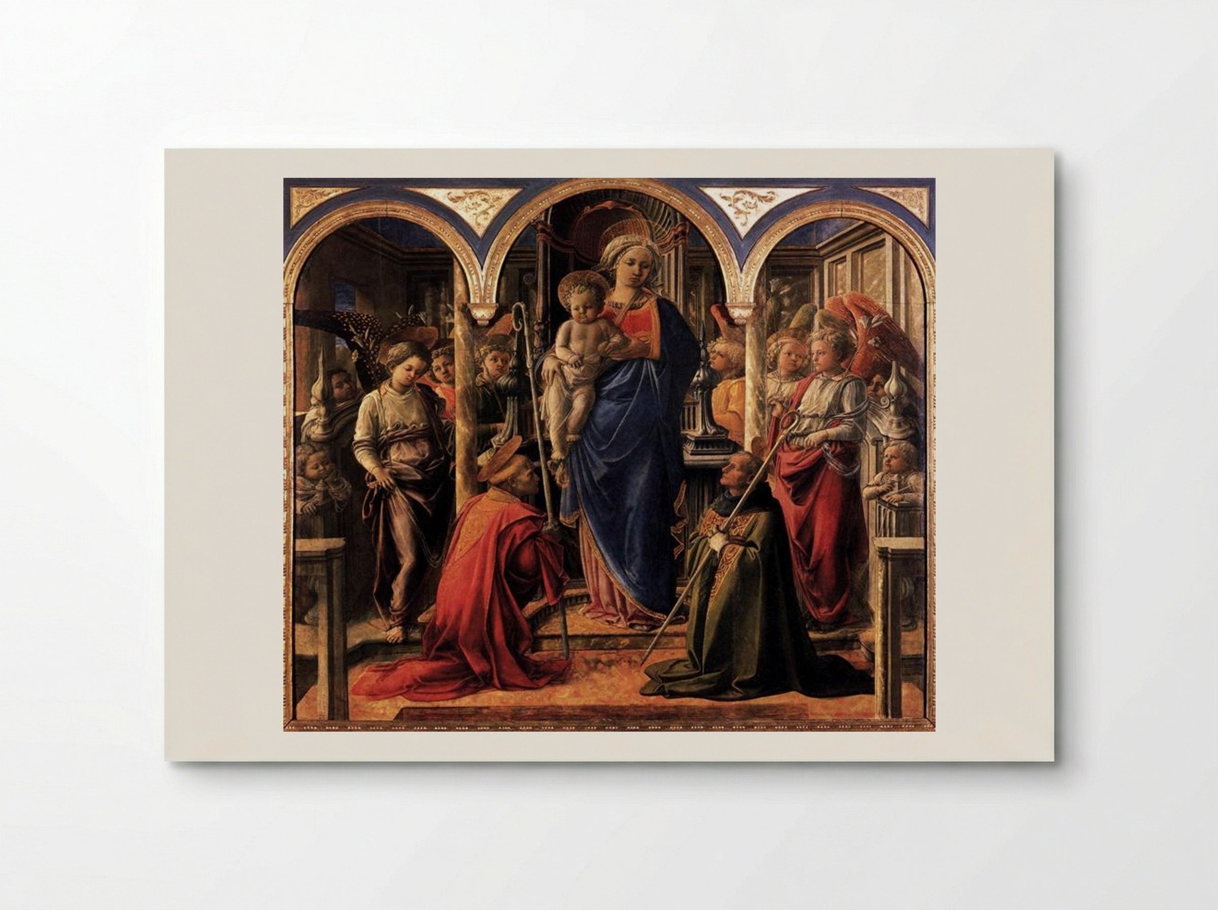 Madonna and Child with St. Fredianus and St. Augustine - Filippo Lippi - Poster