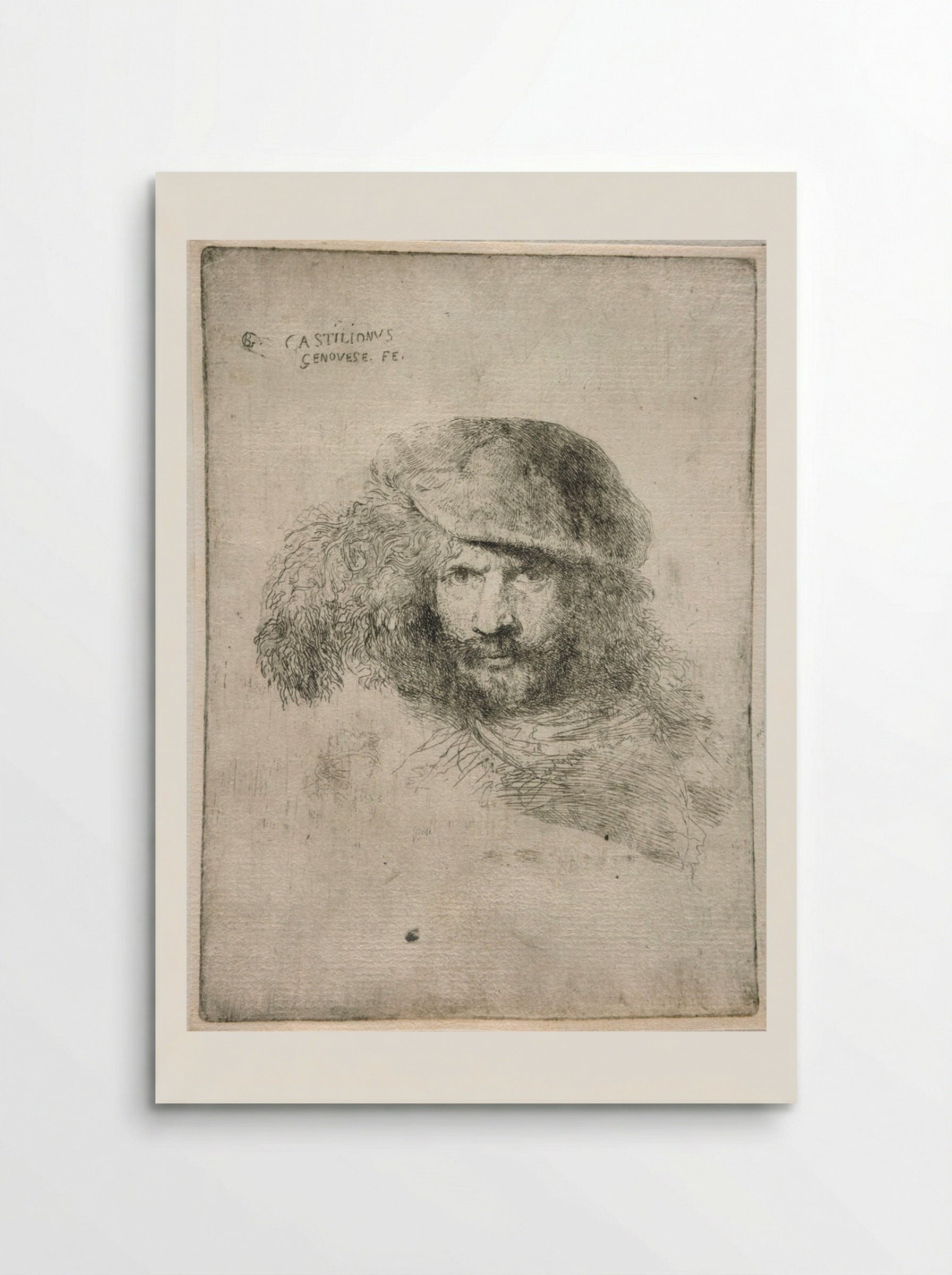 Man Wearing a Cap with a Large Plume - Giovanni Benedetto Castiglione - Poster
