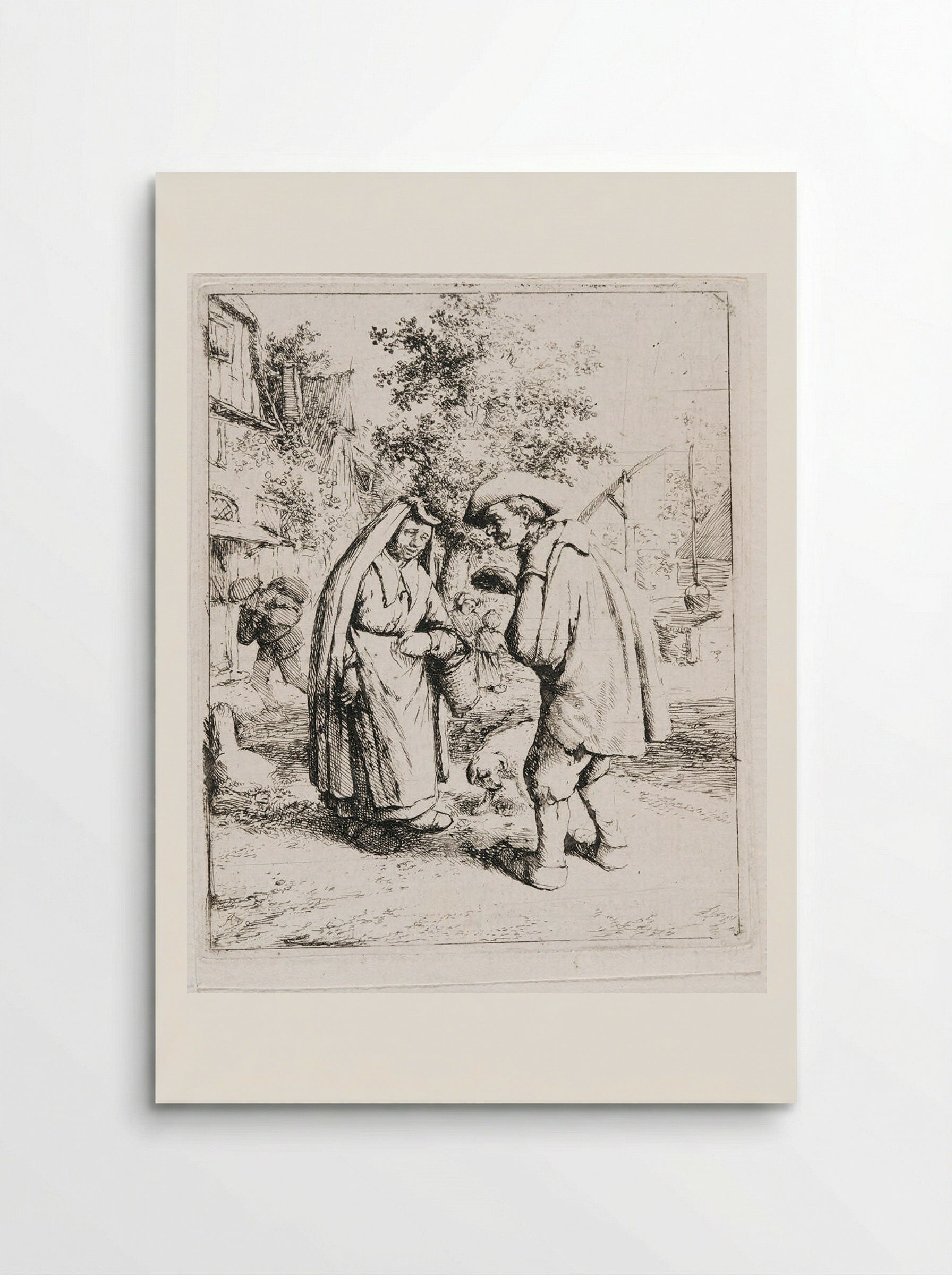 Man and Woman Talking - Adriaen van Ostade - Poster