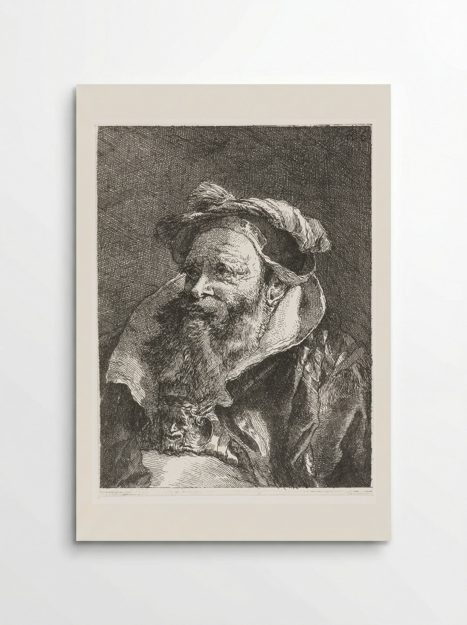Man with Satyr Head on Clasp - Giovanni Domenico Tiepolo - Poster