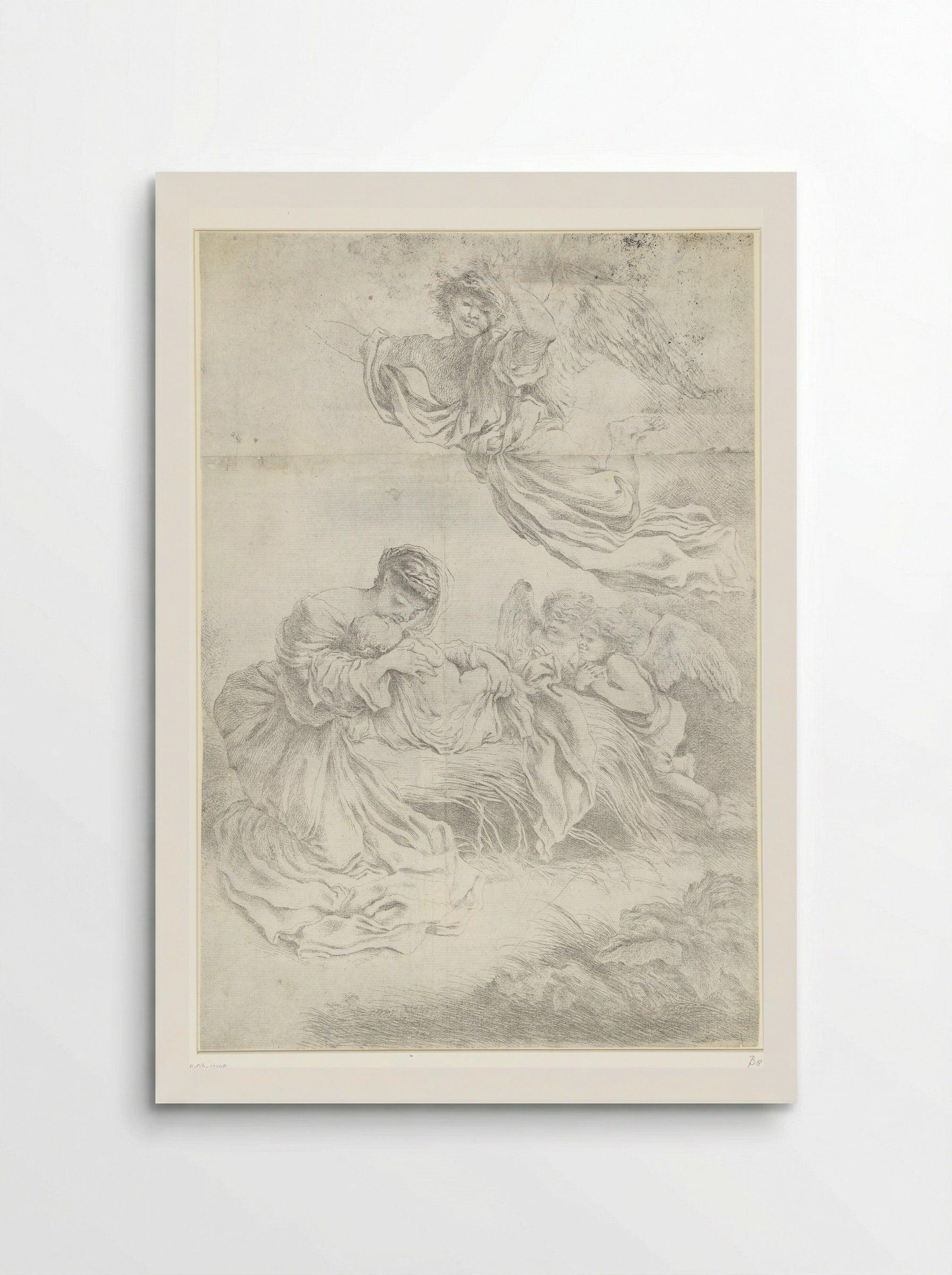 Maria met het Christuskind en drie engelen - Giovanni Benedetto Castiglione - Poster