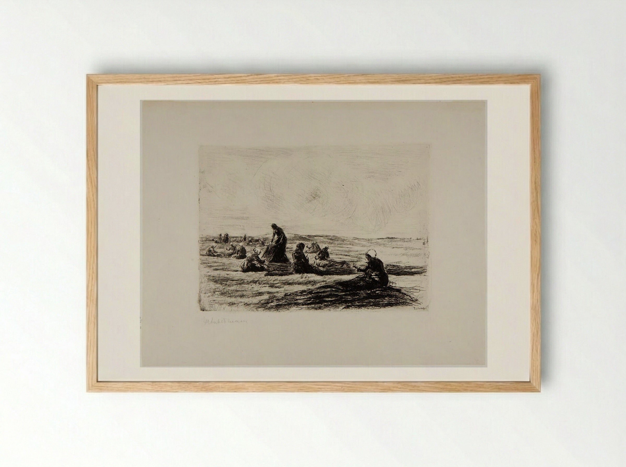 Mending the Nets - Max Liebermann - Framed Print Wood