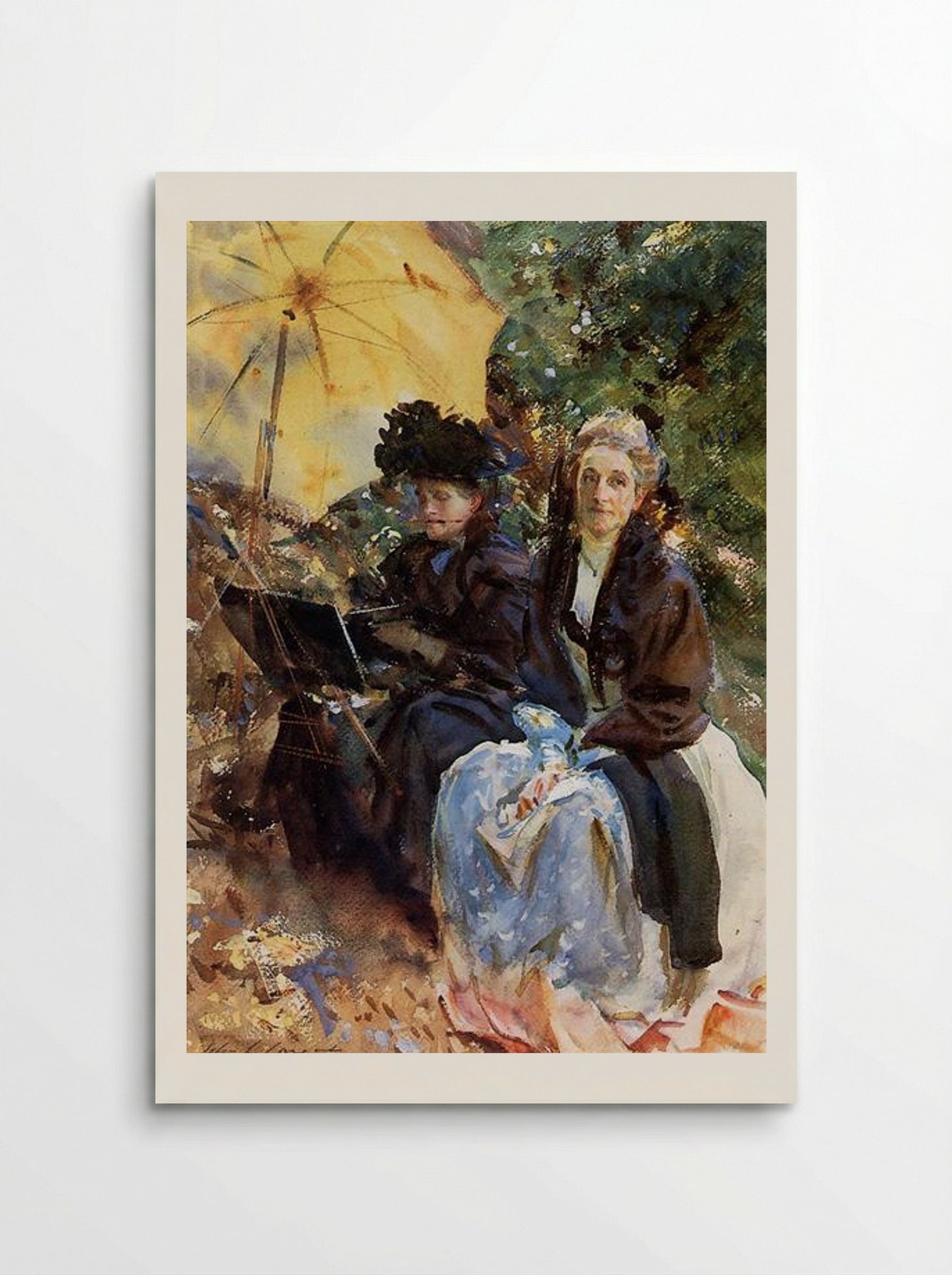 Miss Wedewood and Miss Sargent Sketching - John Singer Sargent - Poster