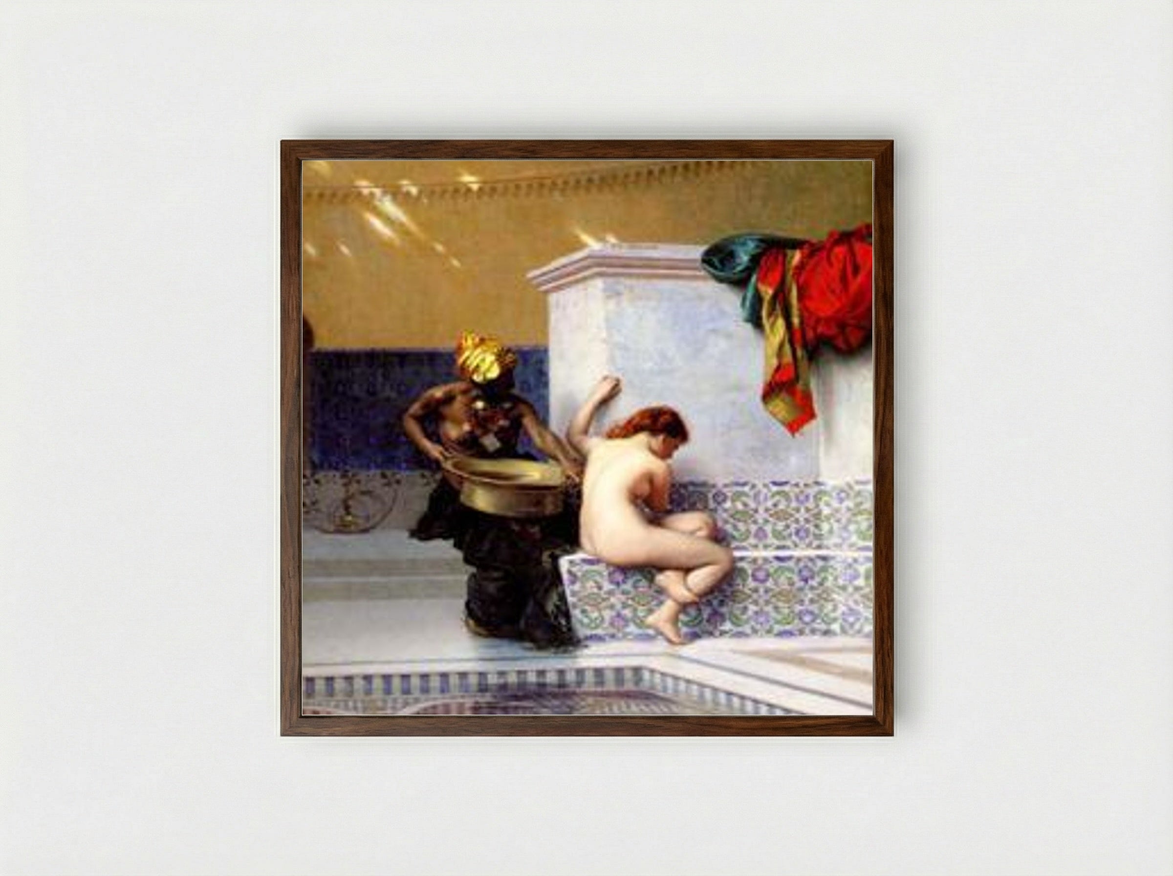 Moorish Bath - Jean-Léon Gérôme - Framed Print Dark Wood