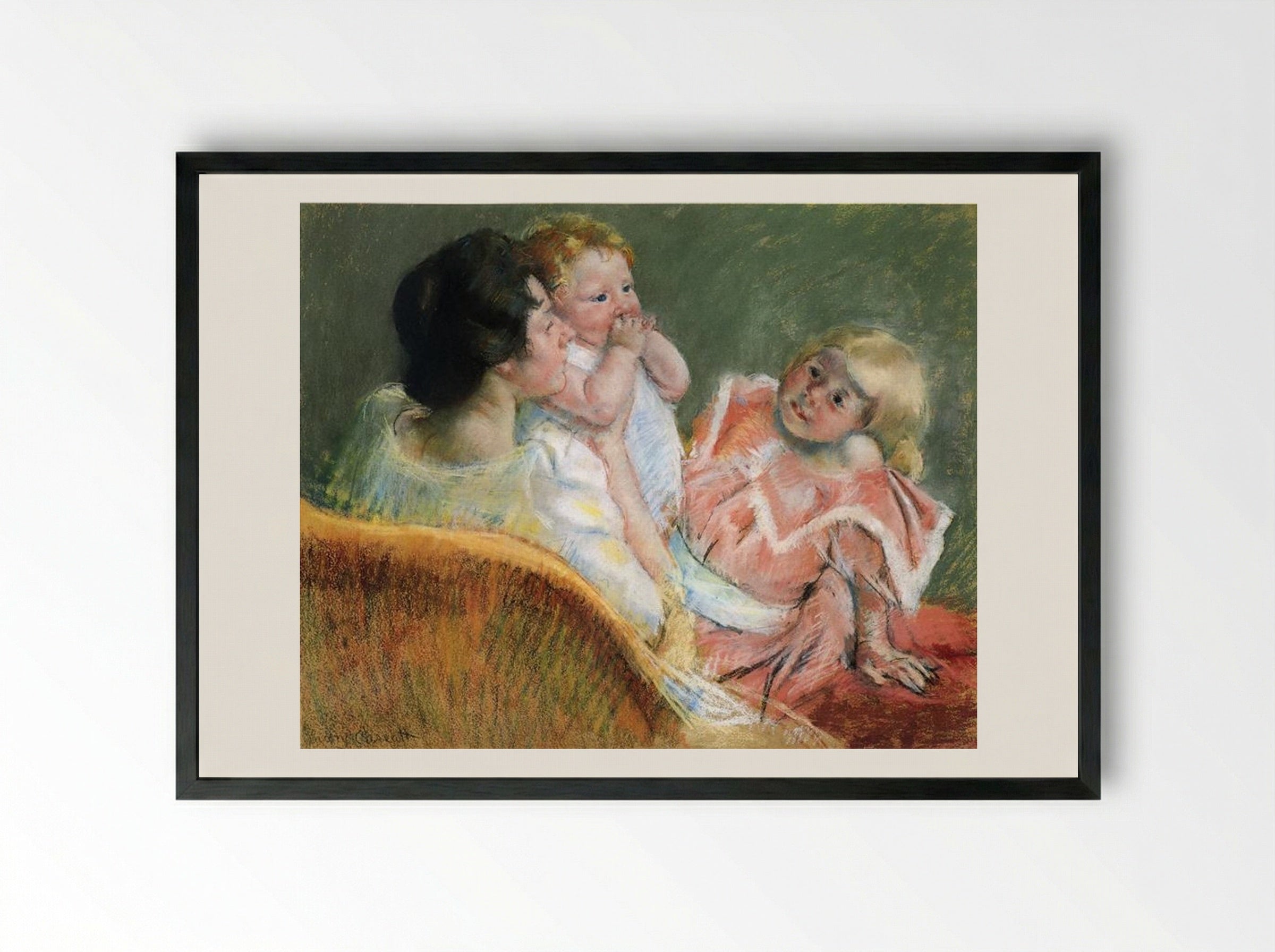 Mother and Children - Mary Cassatt - Framed Print Black