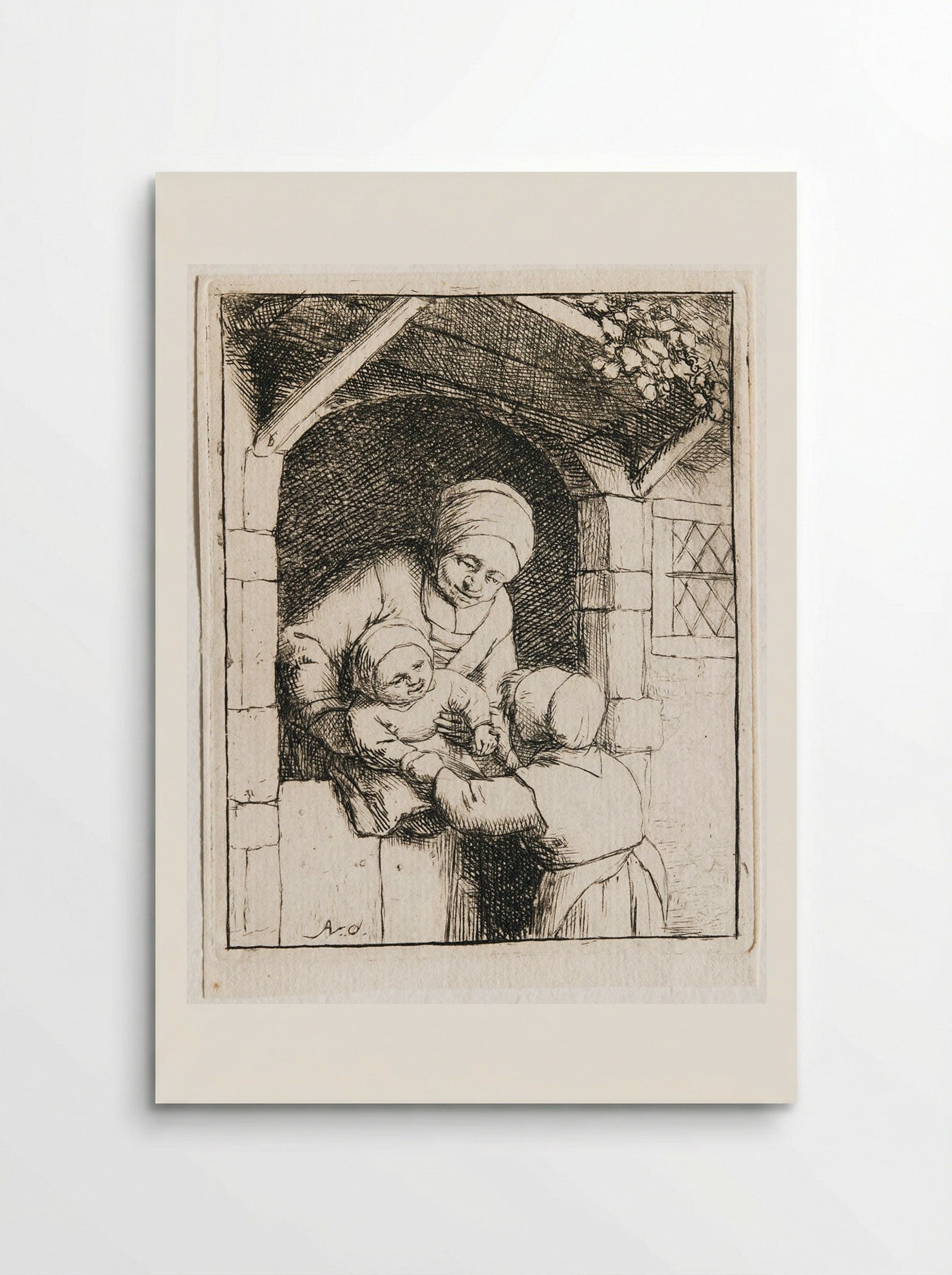 Mother with Two Children - Adriaen van Ostade - Poster