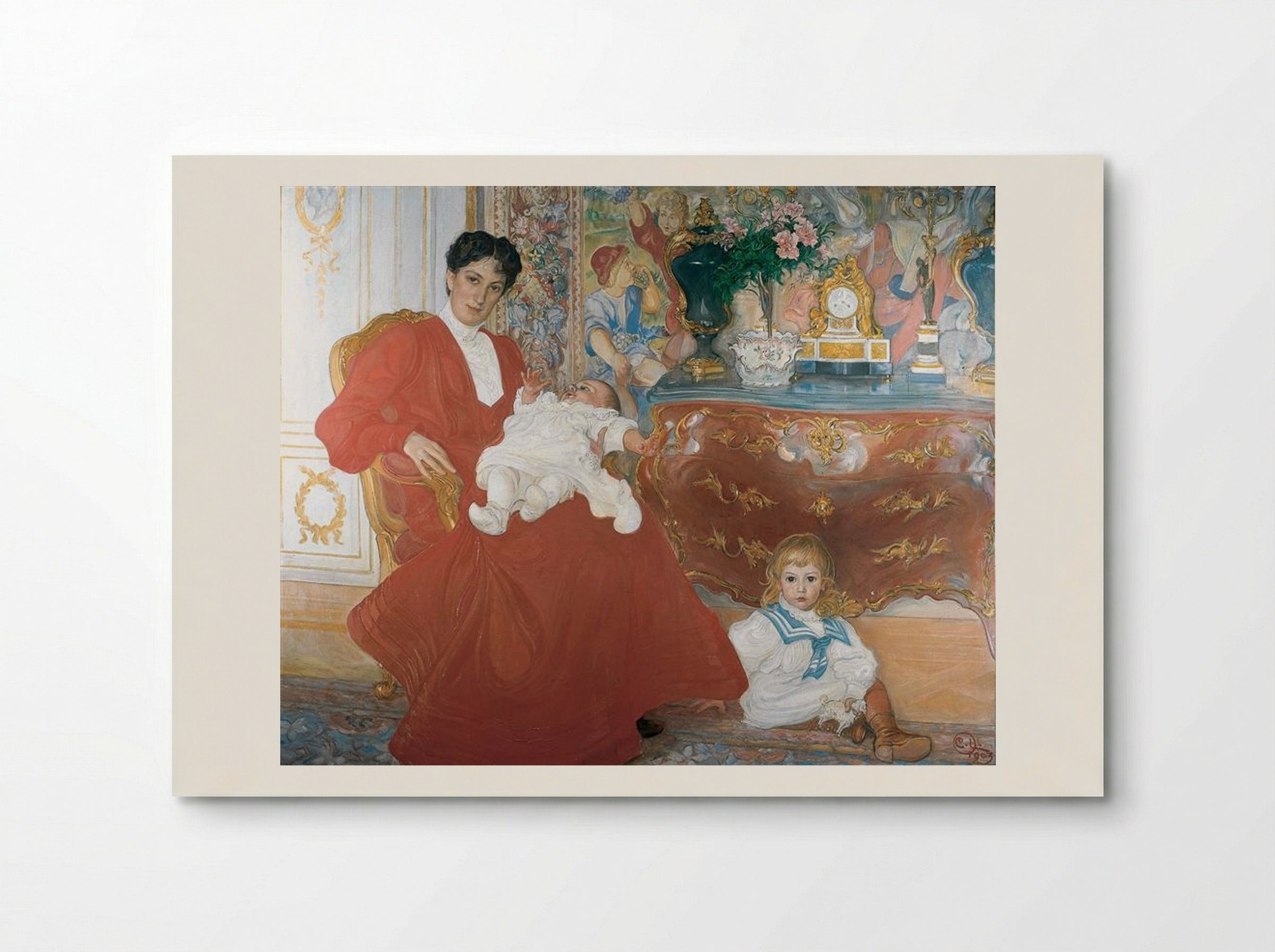 Mrs Dora Lamm and Her Two Eldest Sons - Carl Larsson - Poster