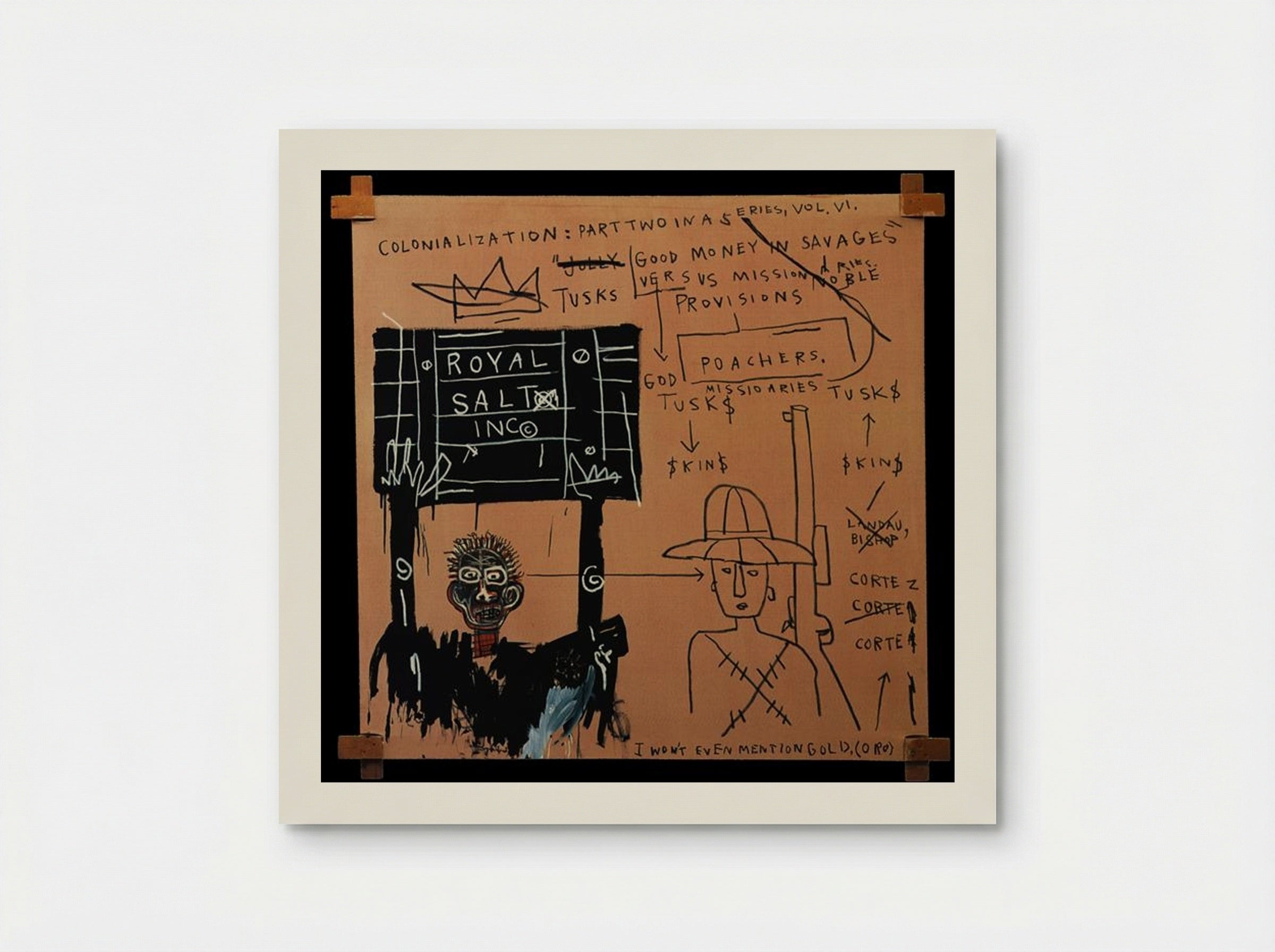 Native Carrying Some Guns, Bibles, Amorites on Safari - Jean-Michel Basquiat - Poster