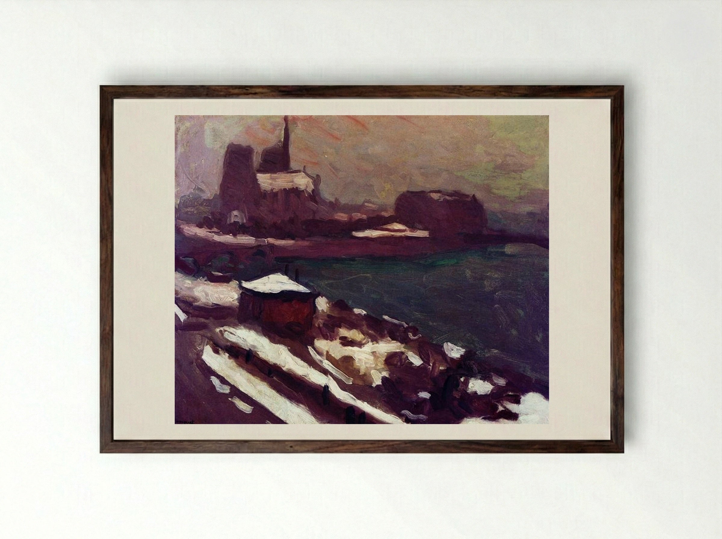 Notre-Dame in Winter - Albert Marquet - Framed Print Dark Wood